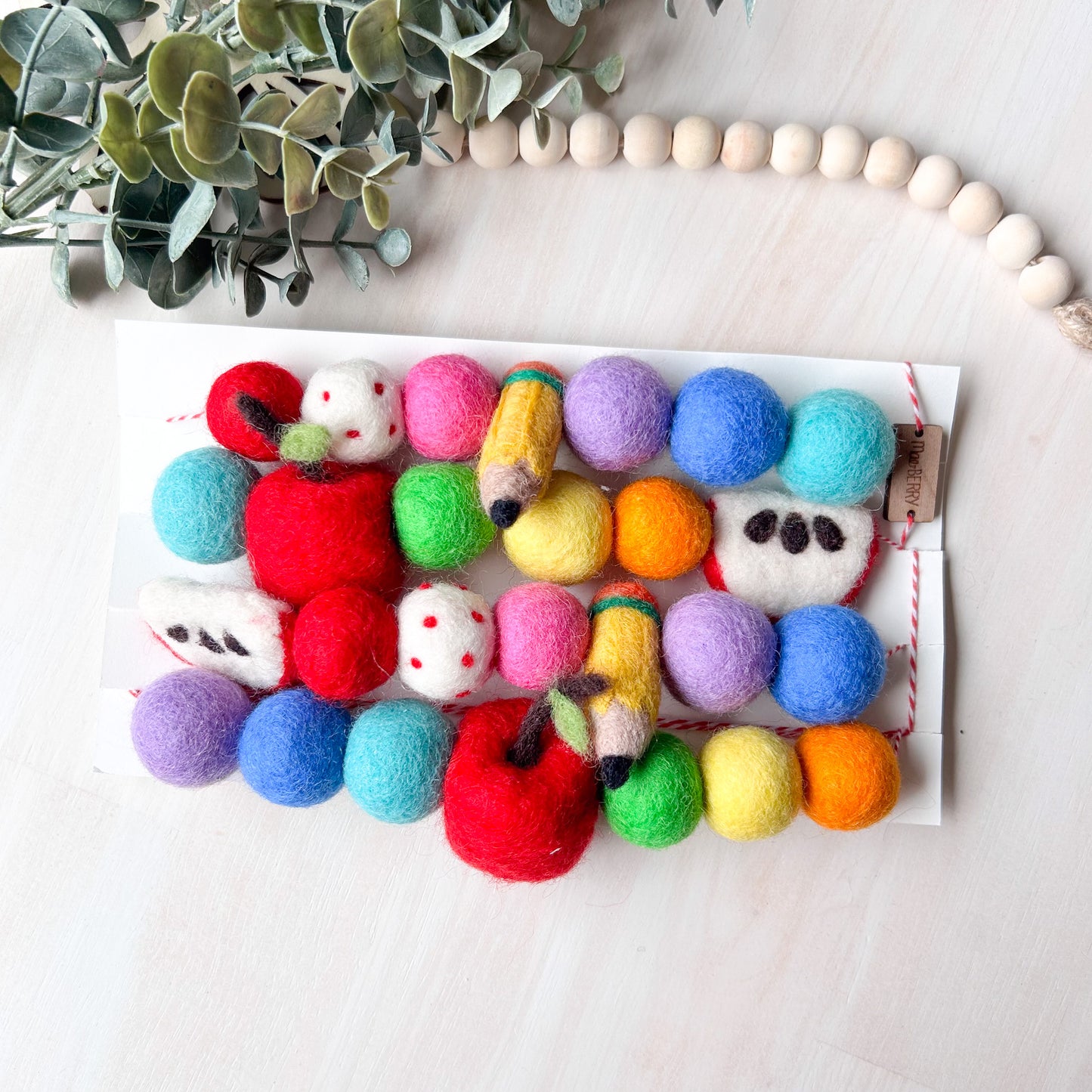 Rainbow Classroom Pencils & Apples Felt Garland