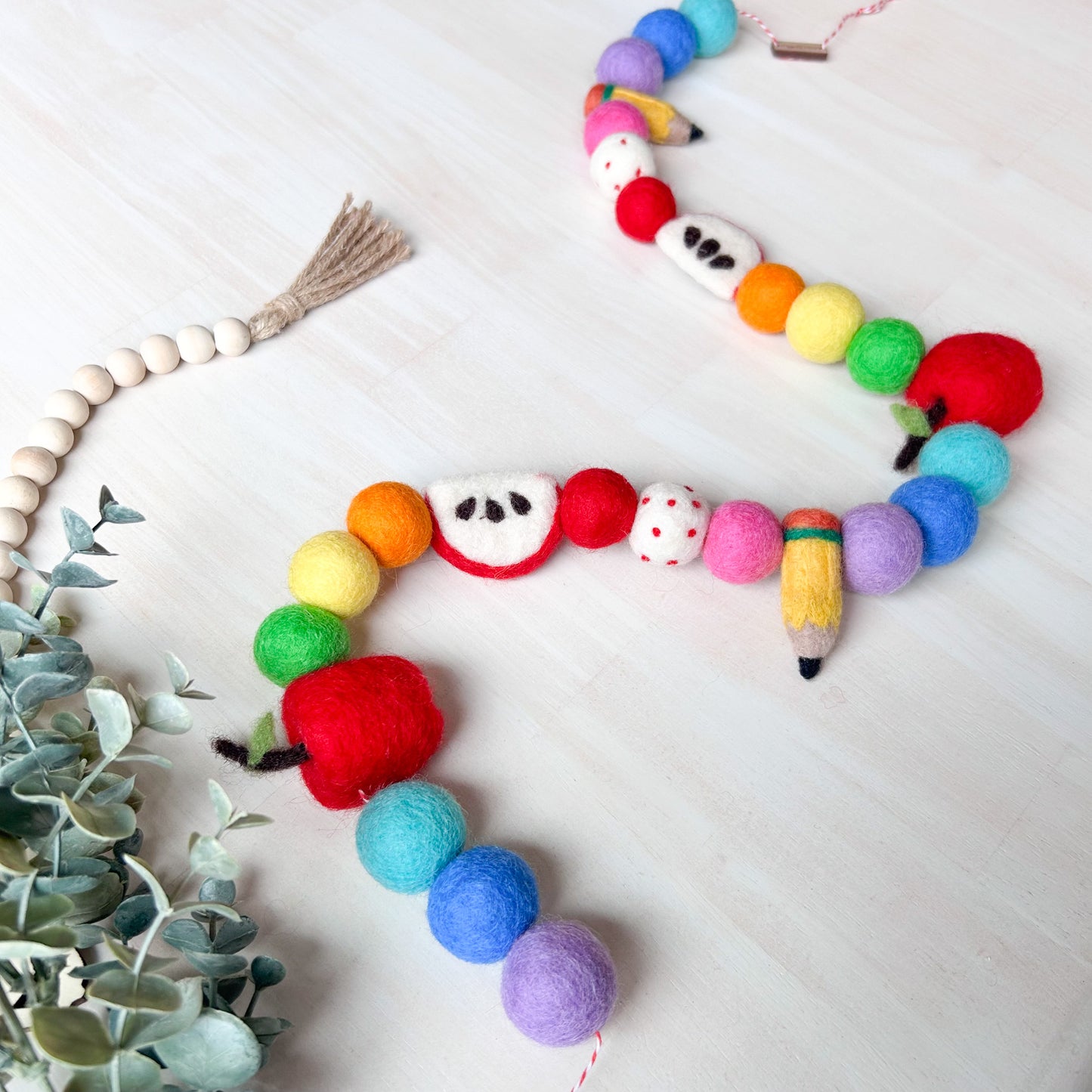 Rainbow Classroom Pencils & Apples Felt Garland