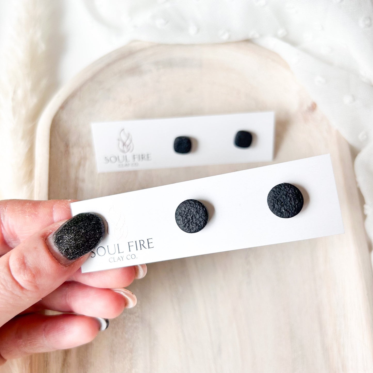 Black & Gold Fleck Stud Earrings