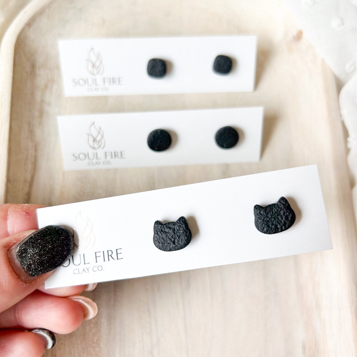 Black & Gold Fleck Stud Earrings