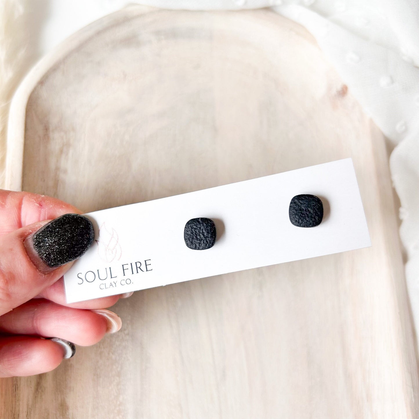 Black & Gold Fleck Stud Earrings