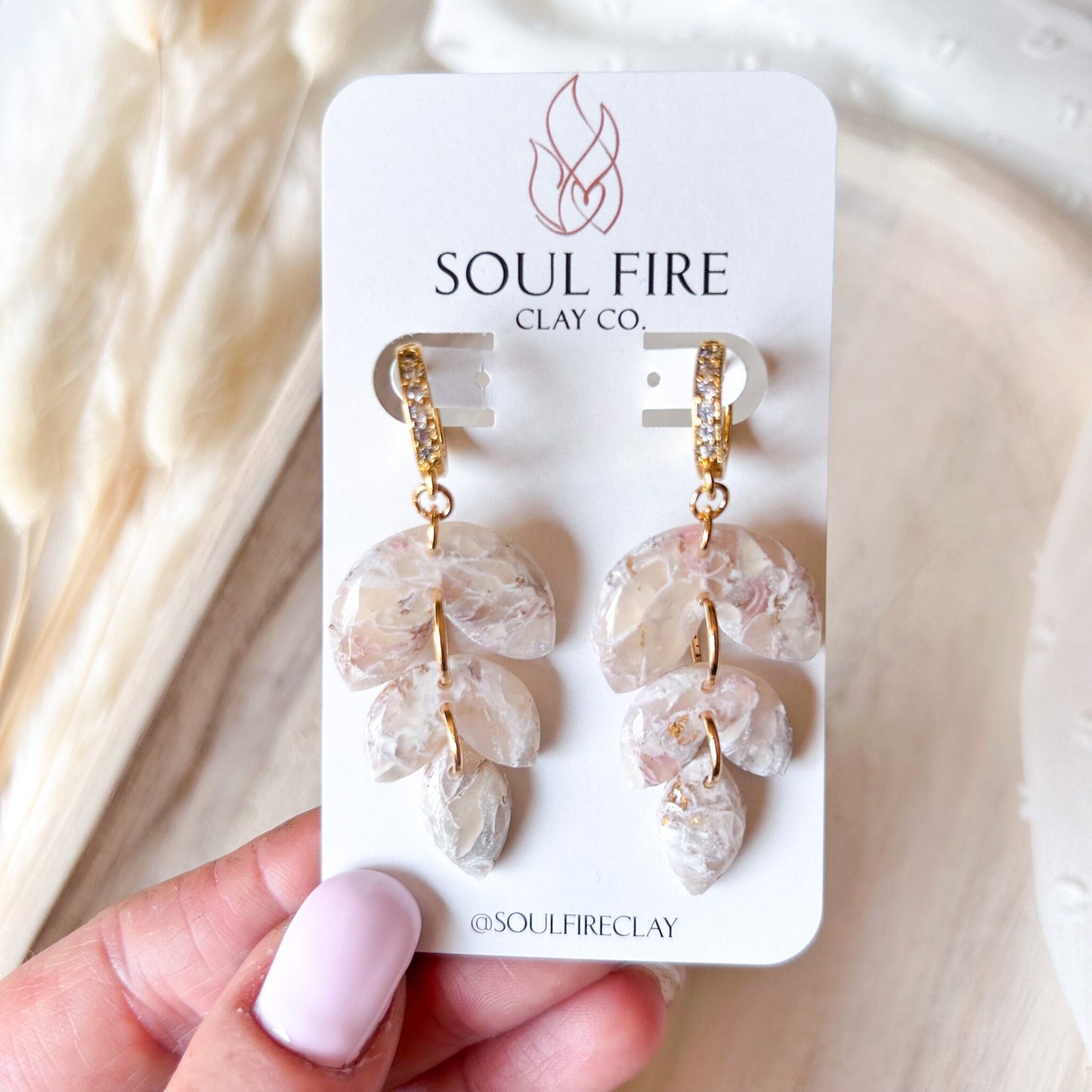 Light Pink Marble Statement Earrings