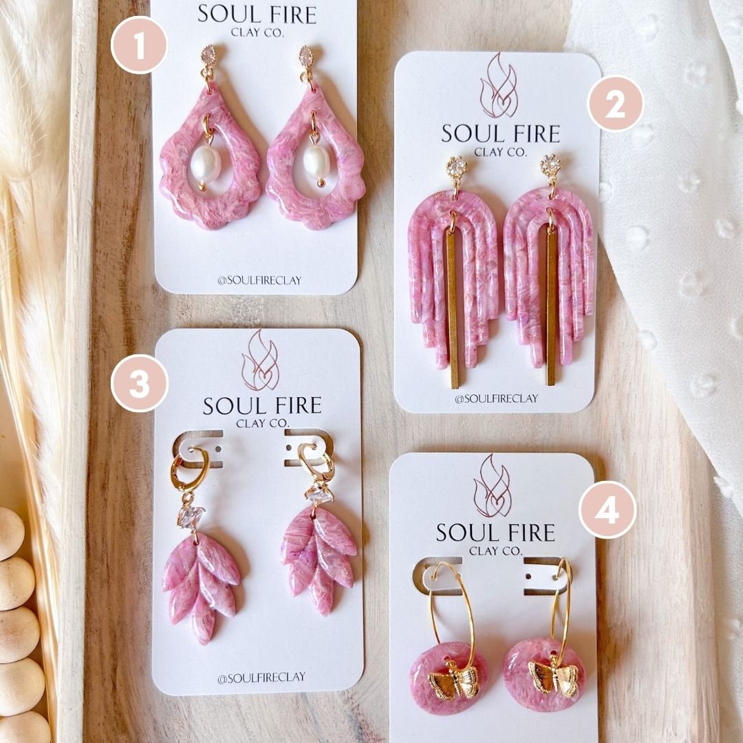 Pink Marble Statement Earrings