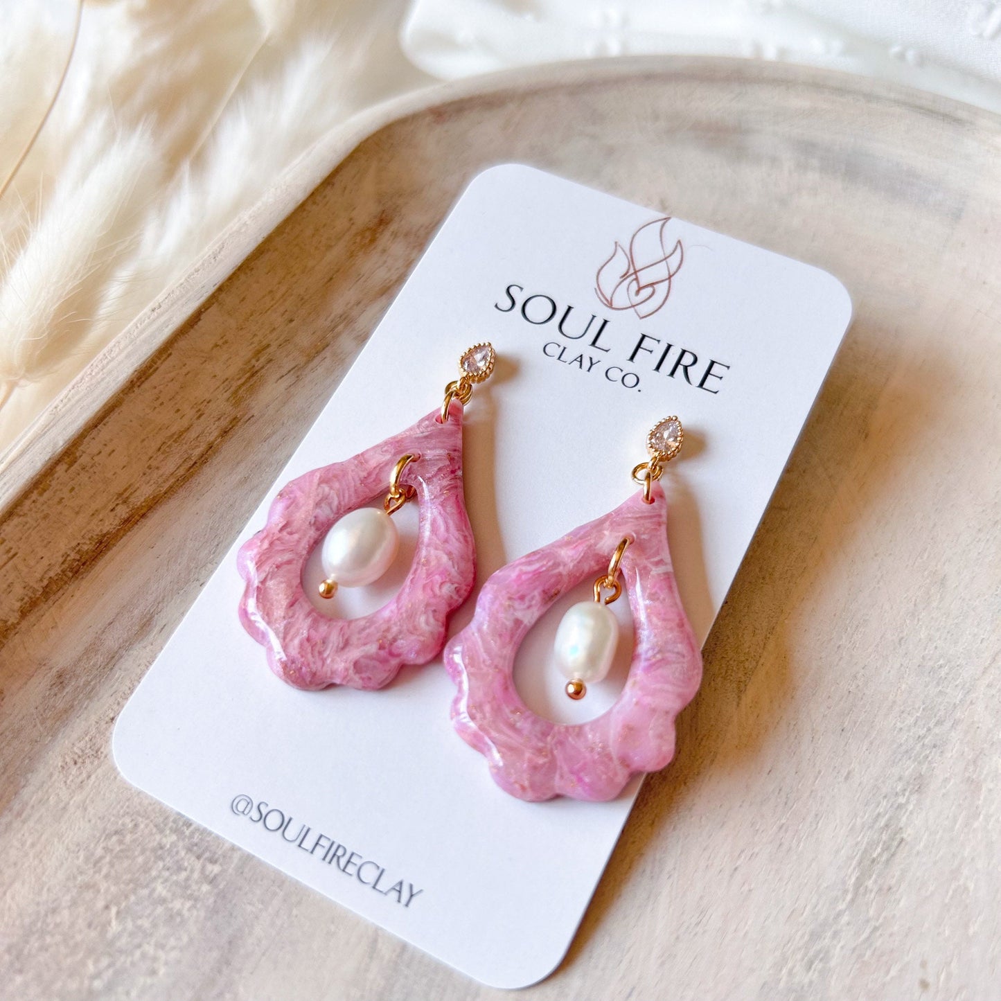 Pink Marble Statement Earrings