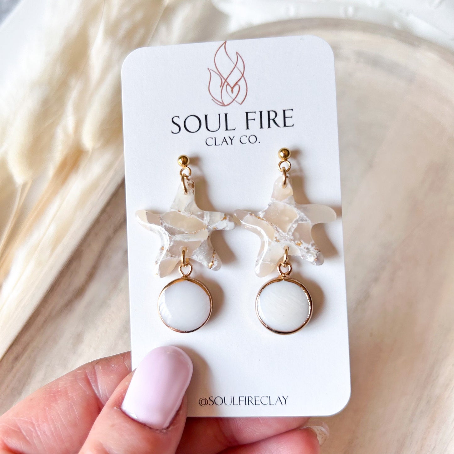 Marbled Starfish Pearl Statement Earrings