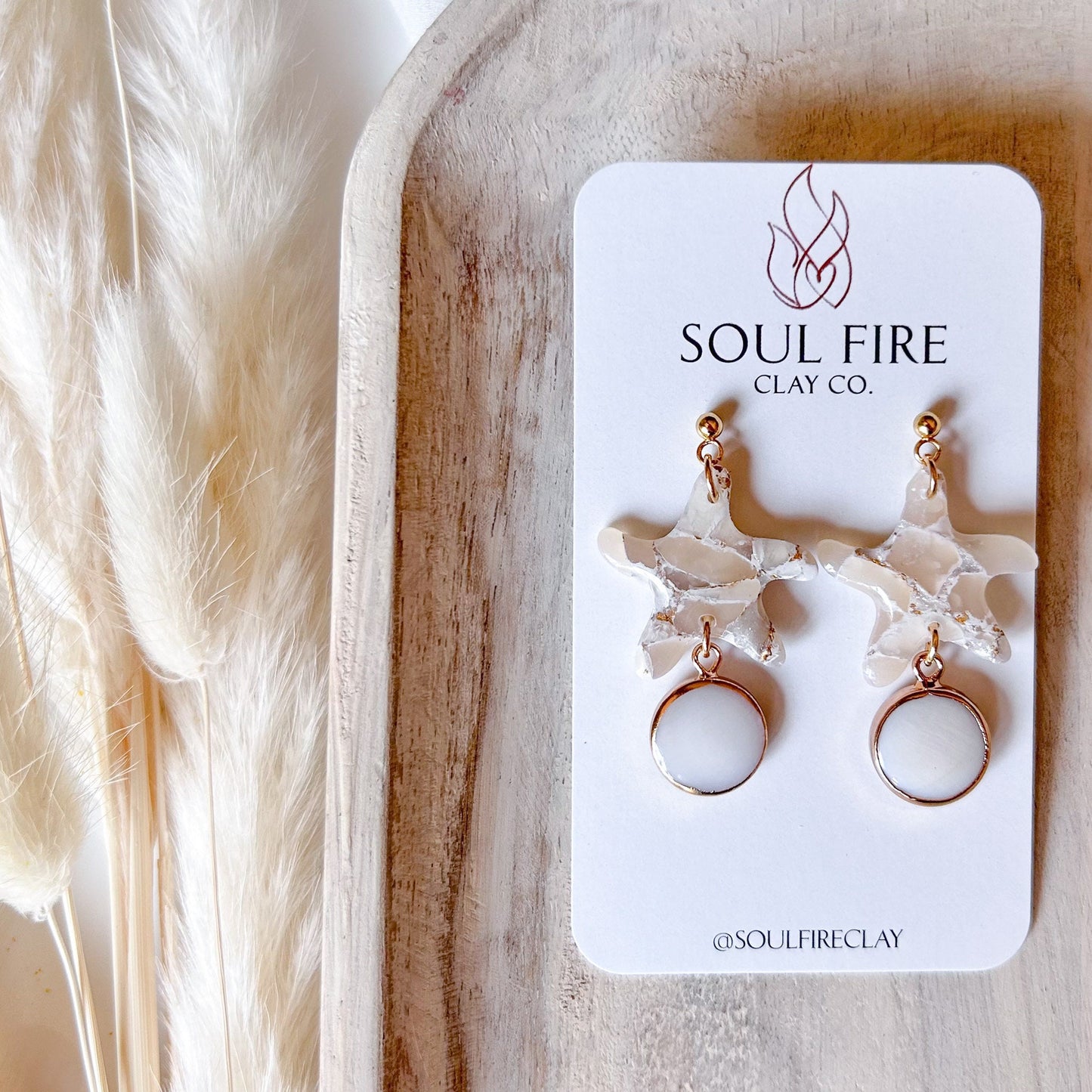 Marbled Starfish Pearl Statement Earrings