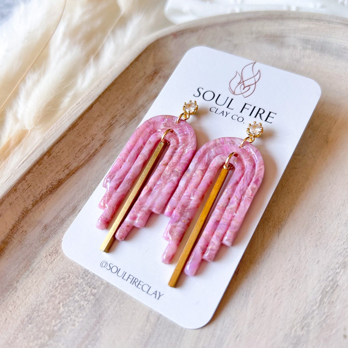 Pink Marble Statement Earrings