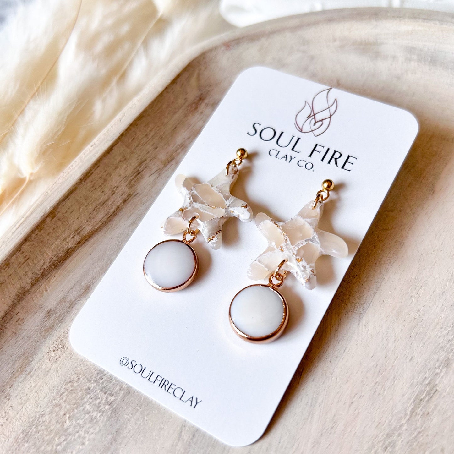 Marbled Starfish Pearl Statement Earrings