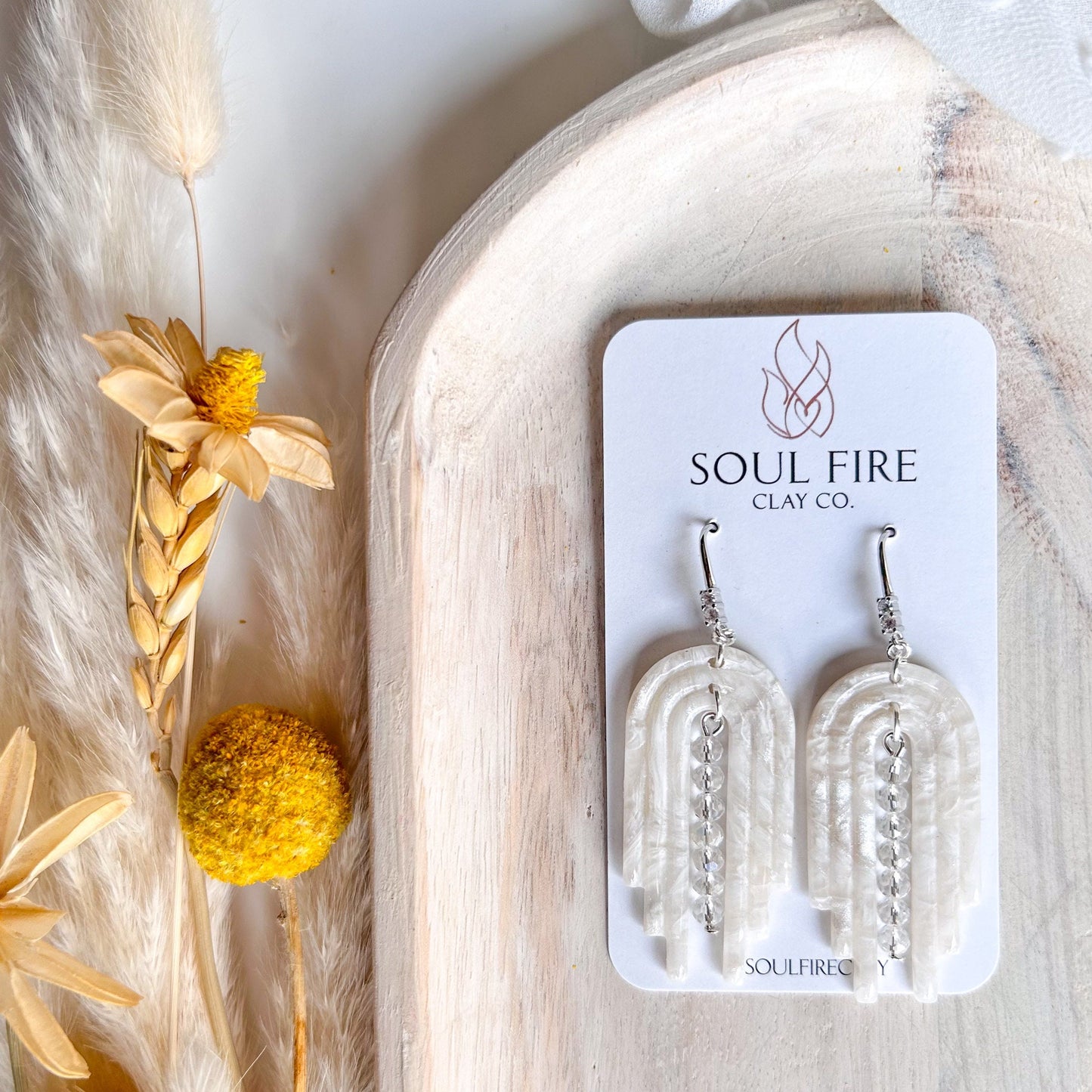 White & Silver Marble statement Earrings