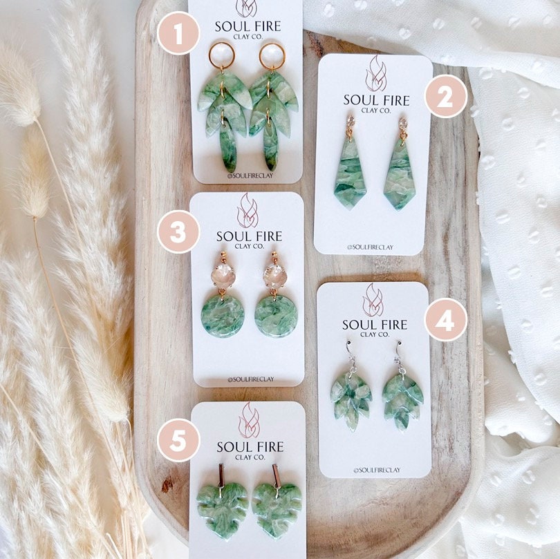 Green Marble statement Earrings
