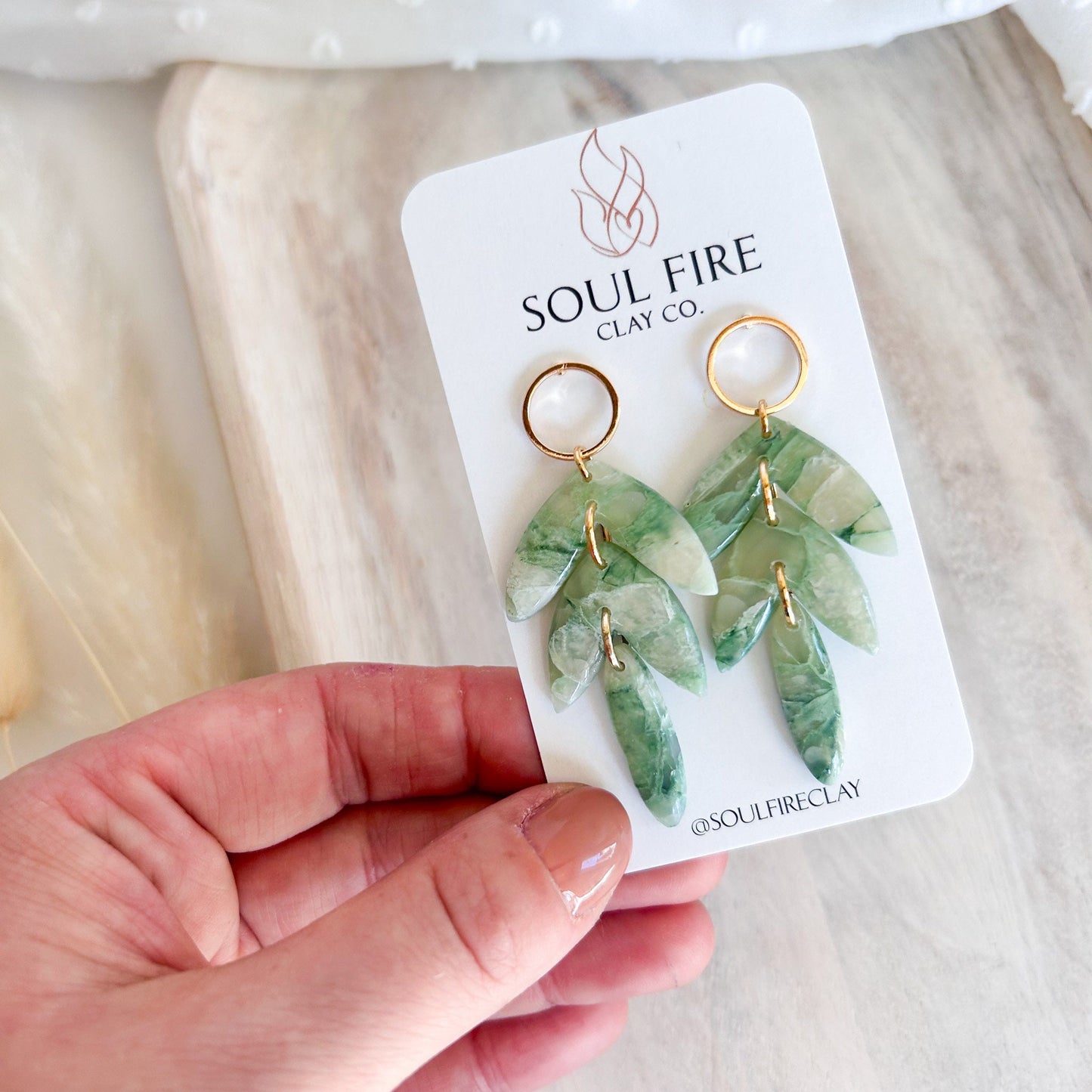 Green Marble statement Earrings