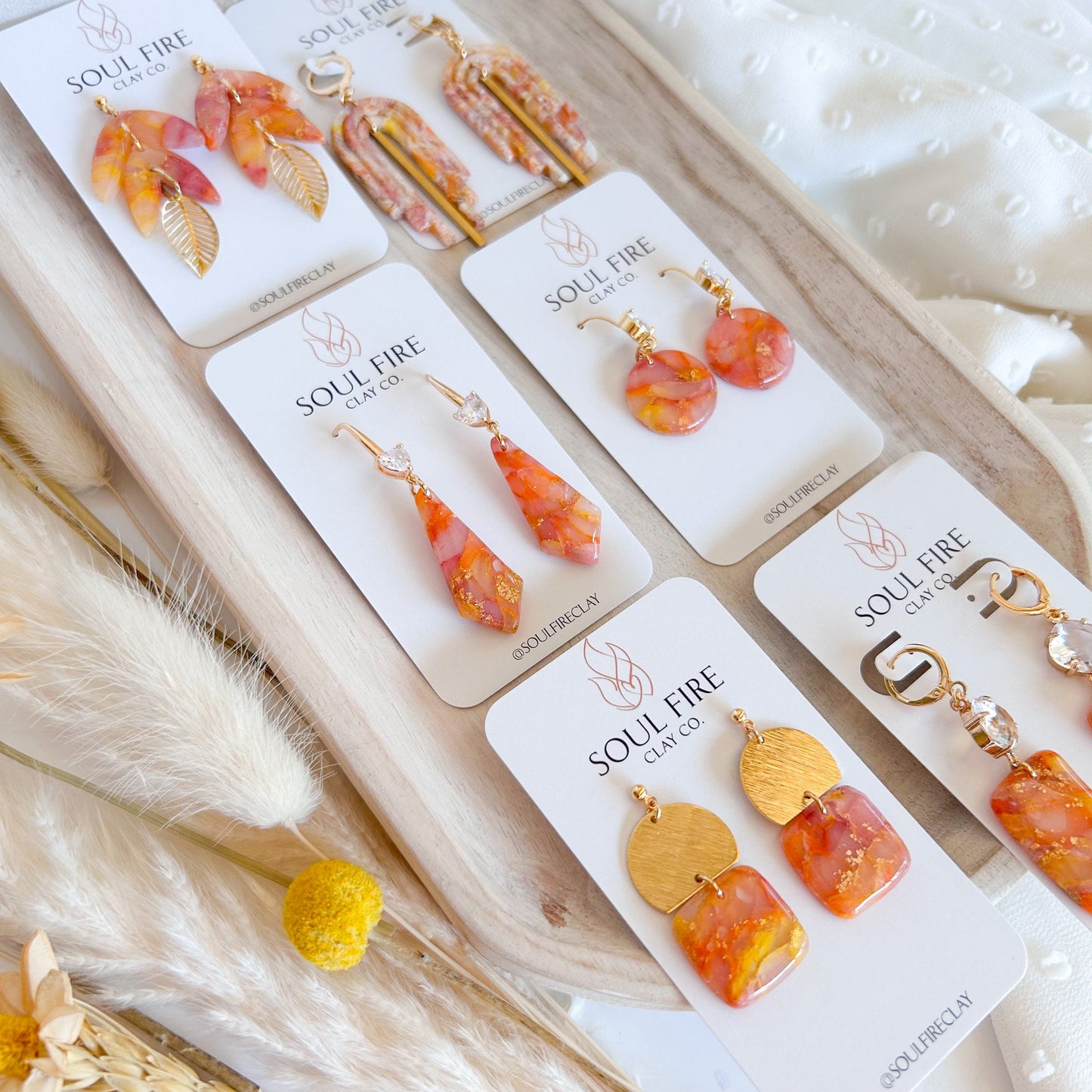 Orange Marble statement Earrings
