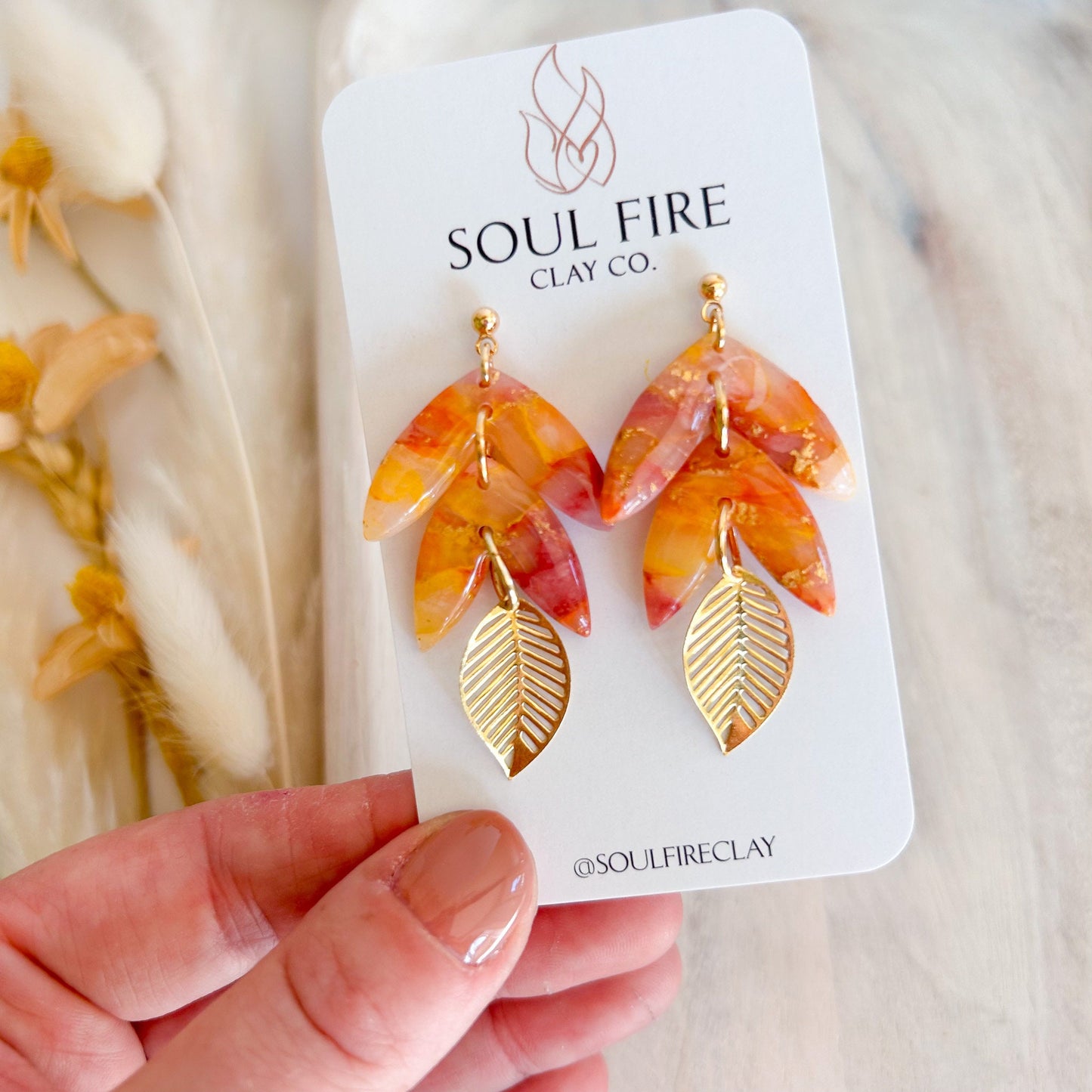 Orange Marble statement Earrings
