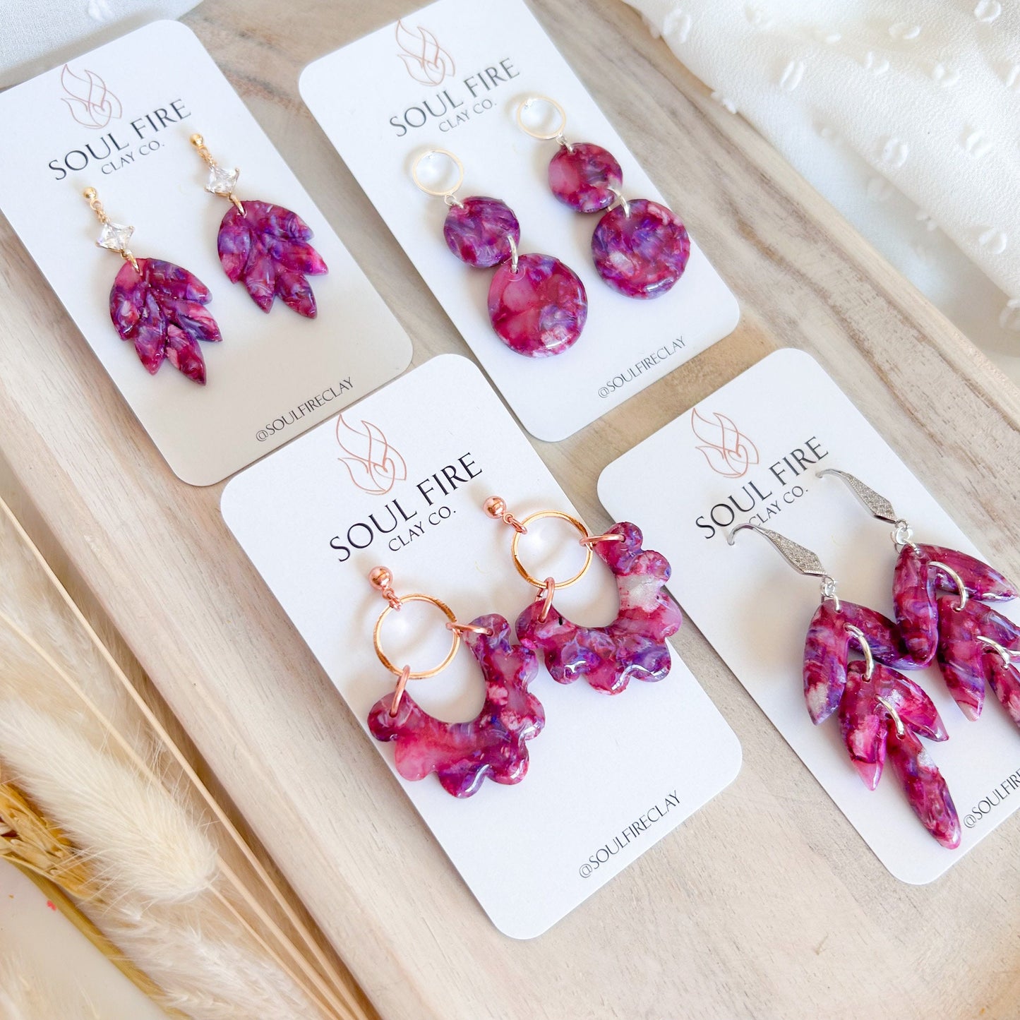Magenta Marble statement Earrings