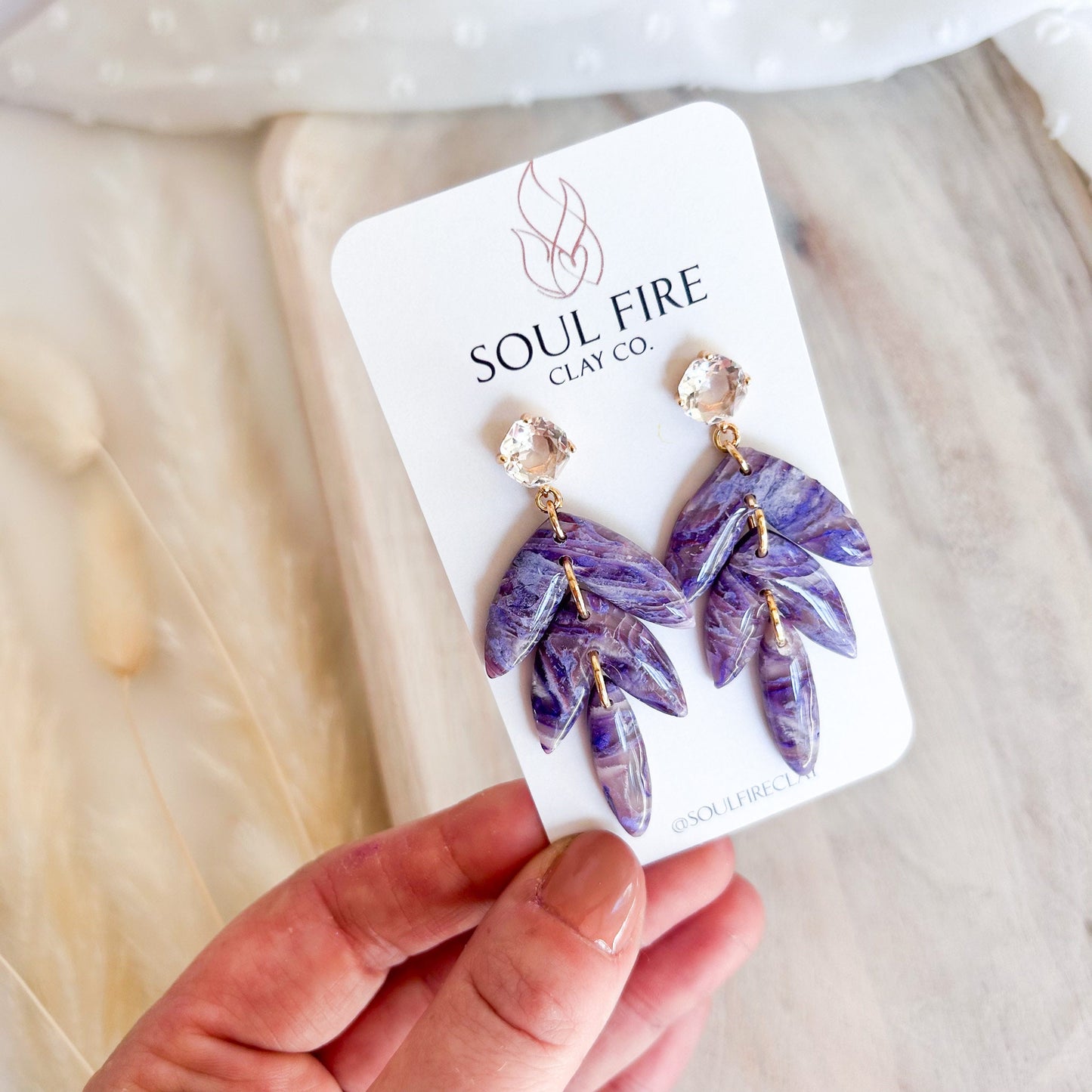 Purple Marble statement Earrings