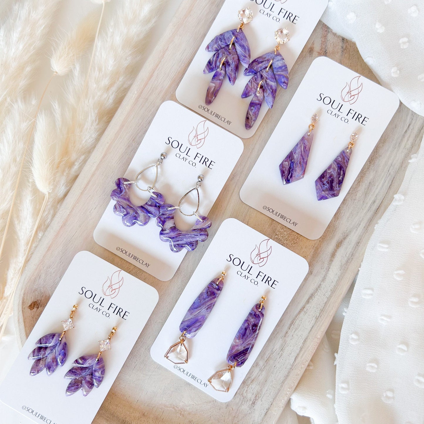Purple Marble statement Earrings