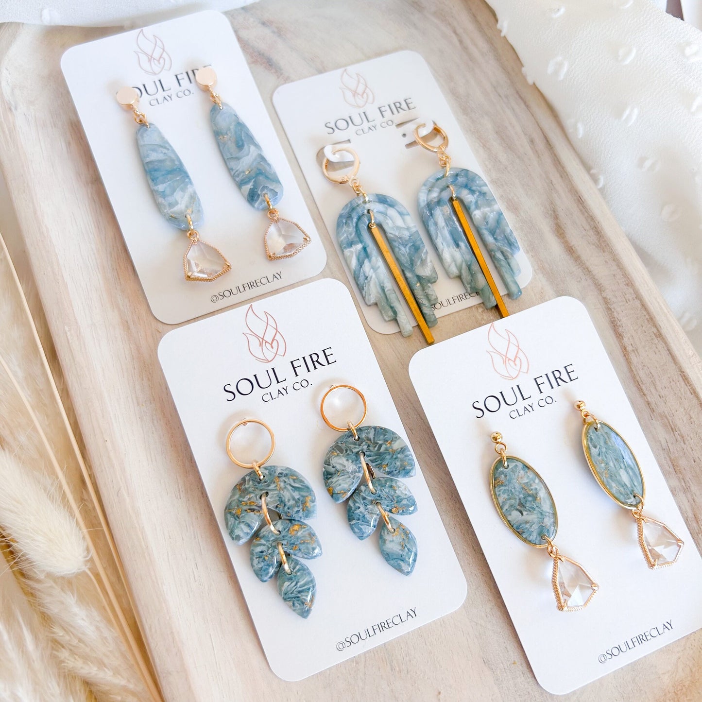 Teal Marble statement Earrings