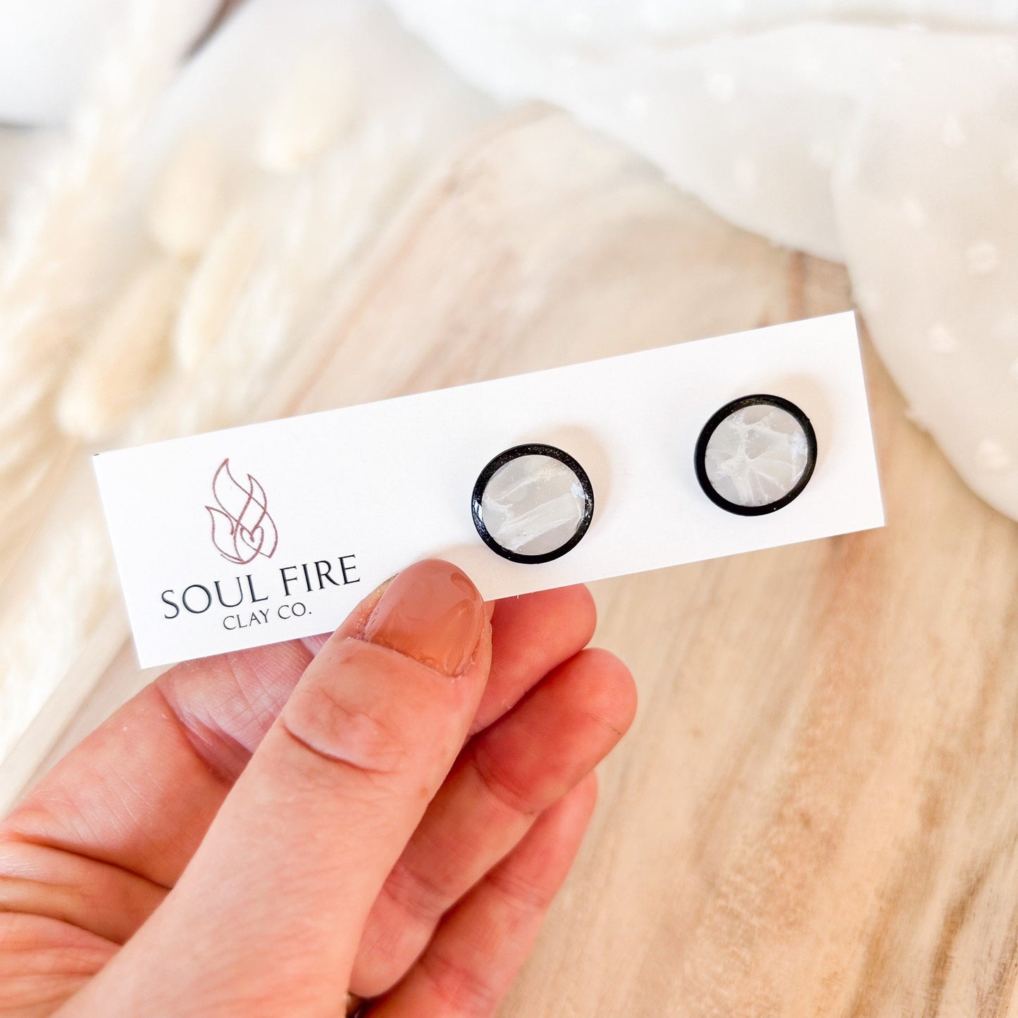 Transparent Black Rim stud statement Earrings