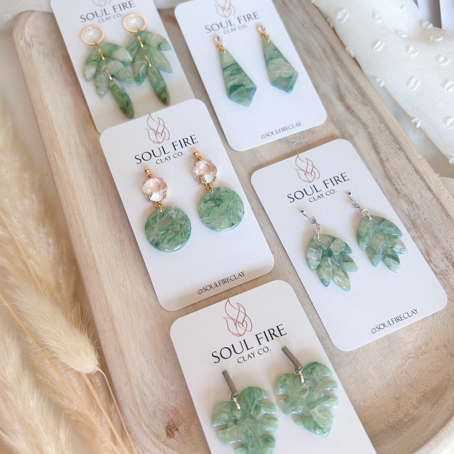 Green Marble statement Earrings