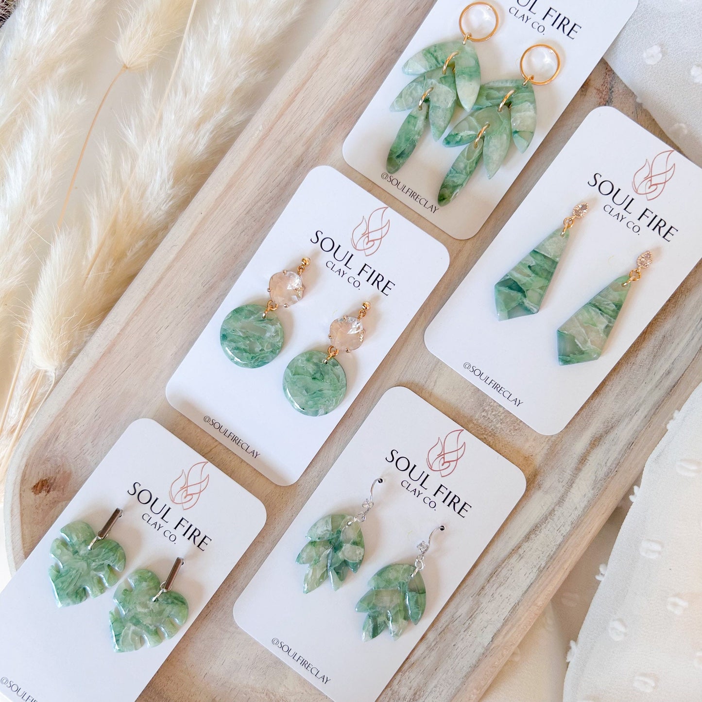 Green Marble statement Earrings
