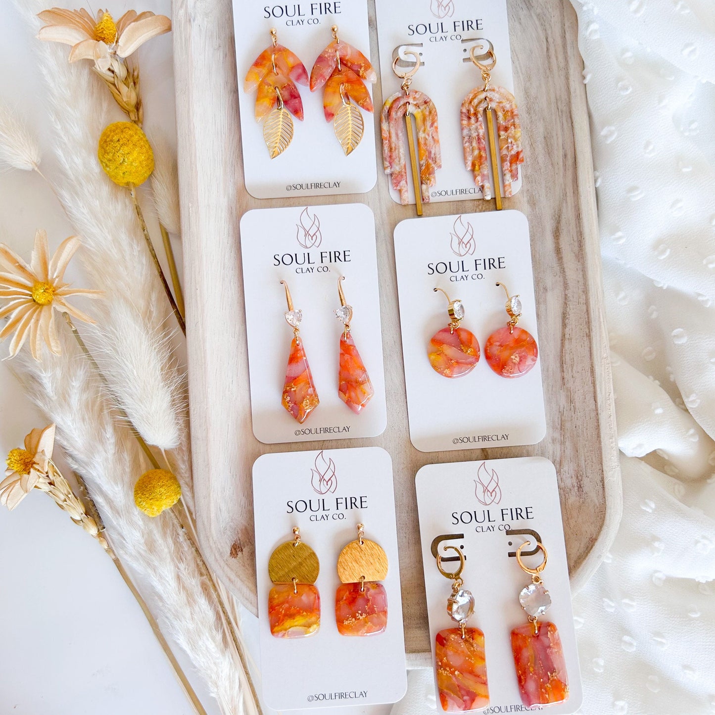 Orange Marble statement Earrings