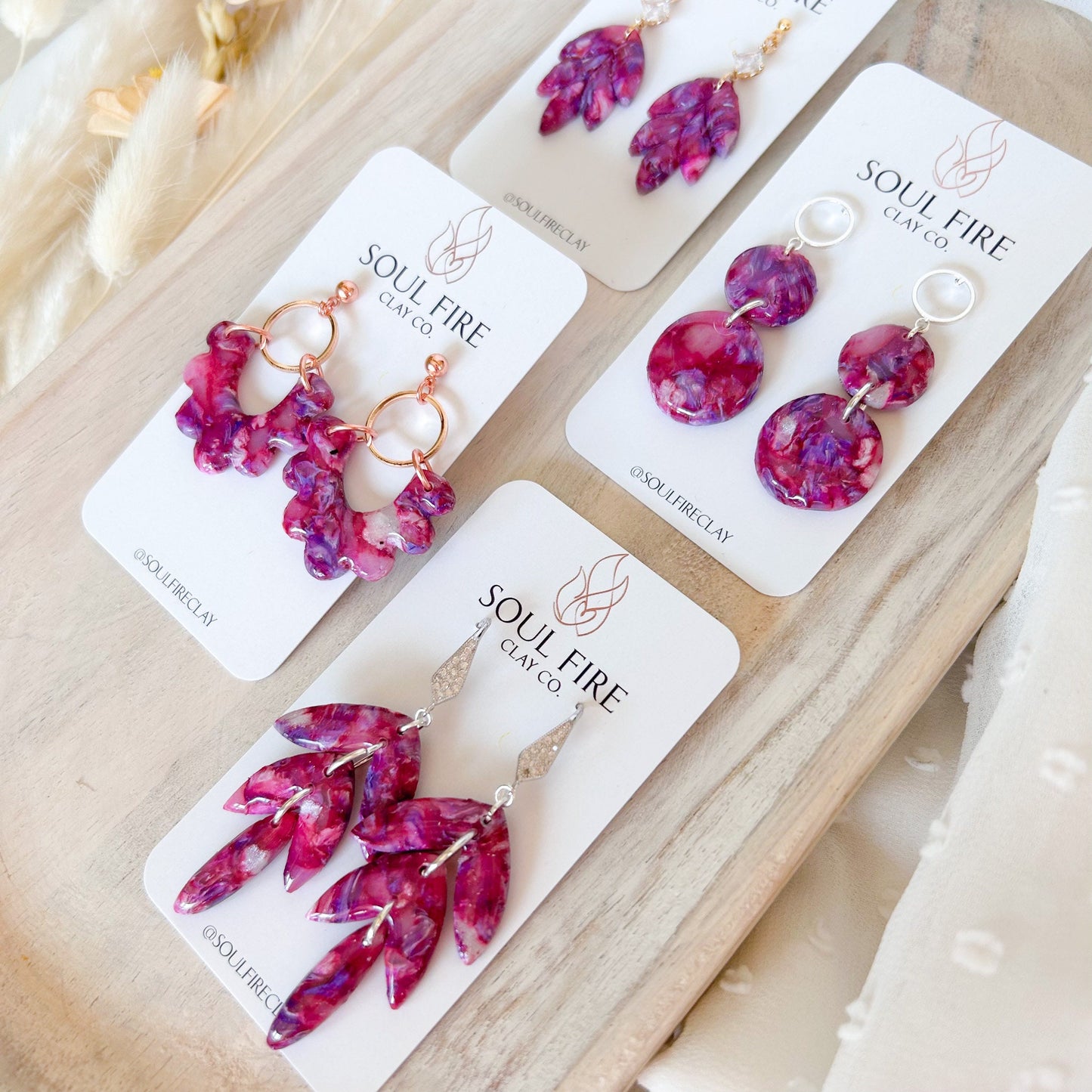 Magenta Marble statement Earrings