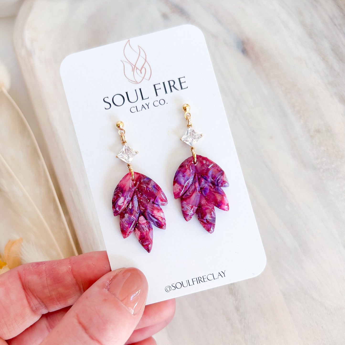Magenta Marble statement Earrings