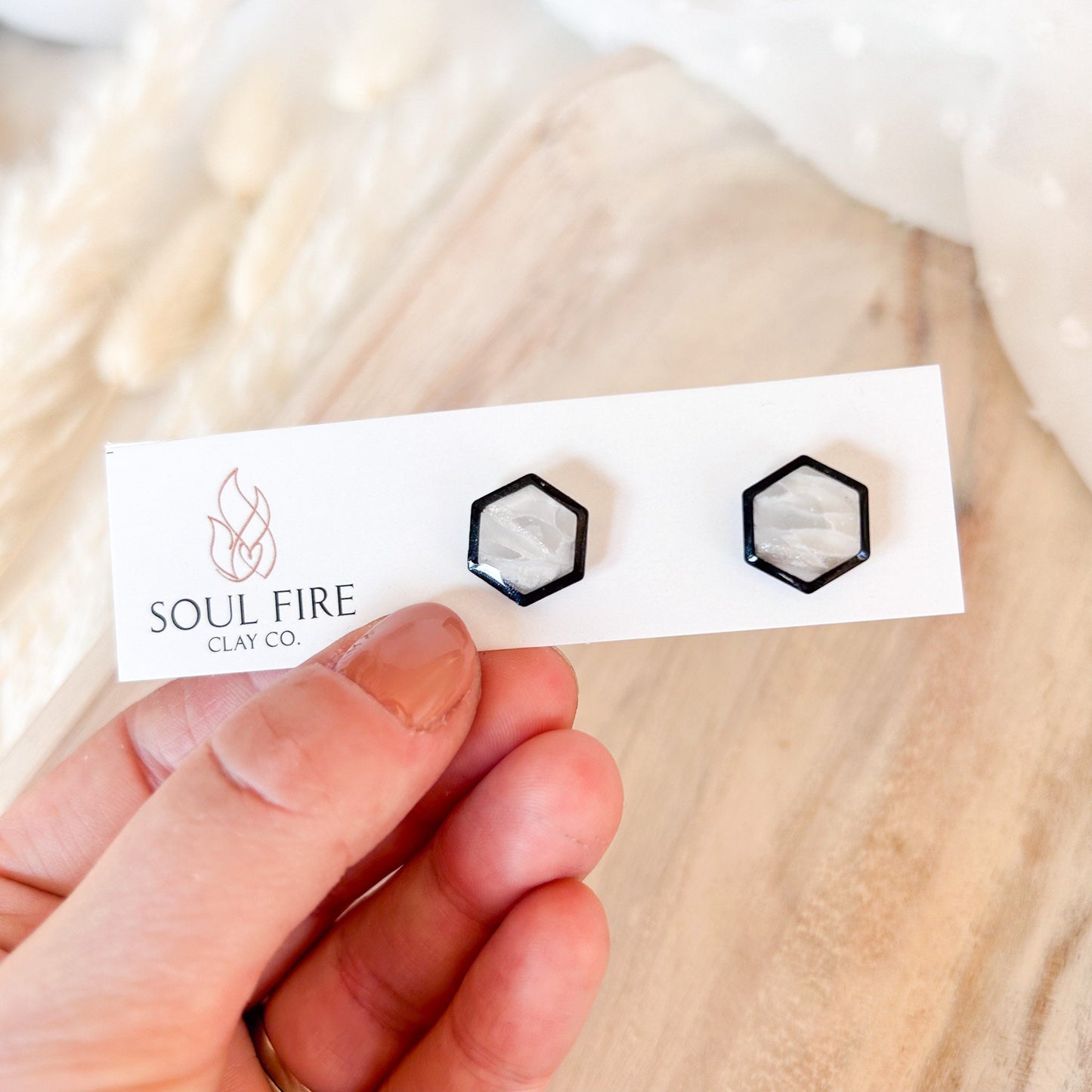 Transparent Black Rim stud statement Earrings