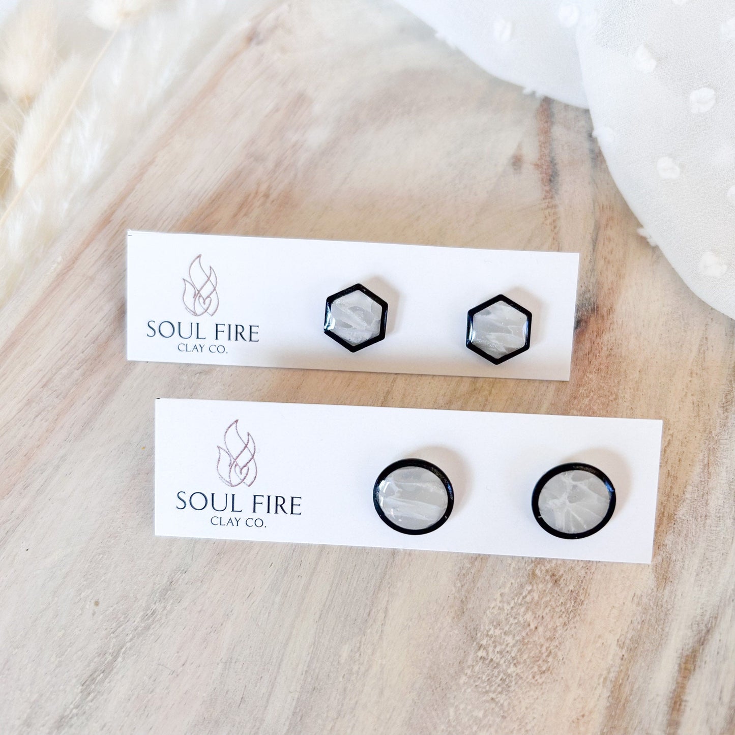 Transparent Black Rim stud statement Earrings