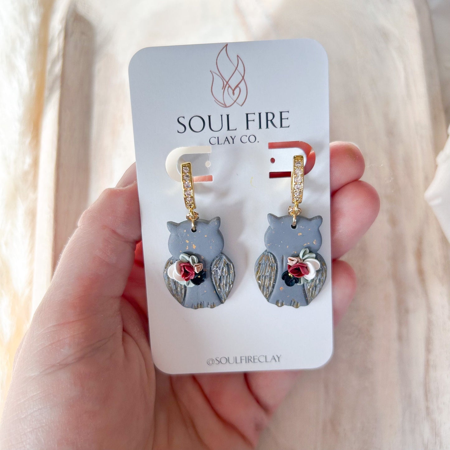 Floral Owl statement Earrings