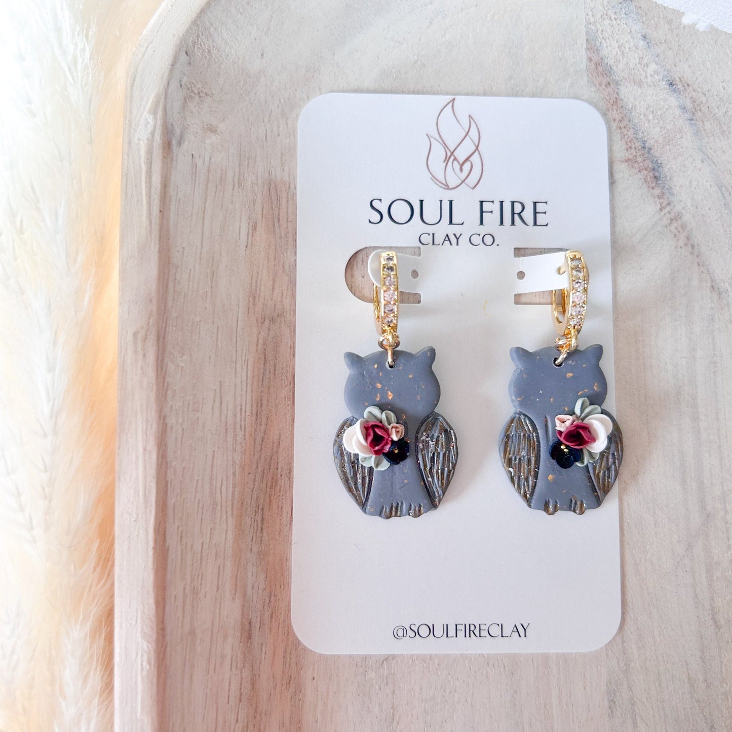 Floral Owl statement Earrings