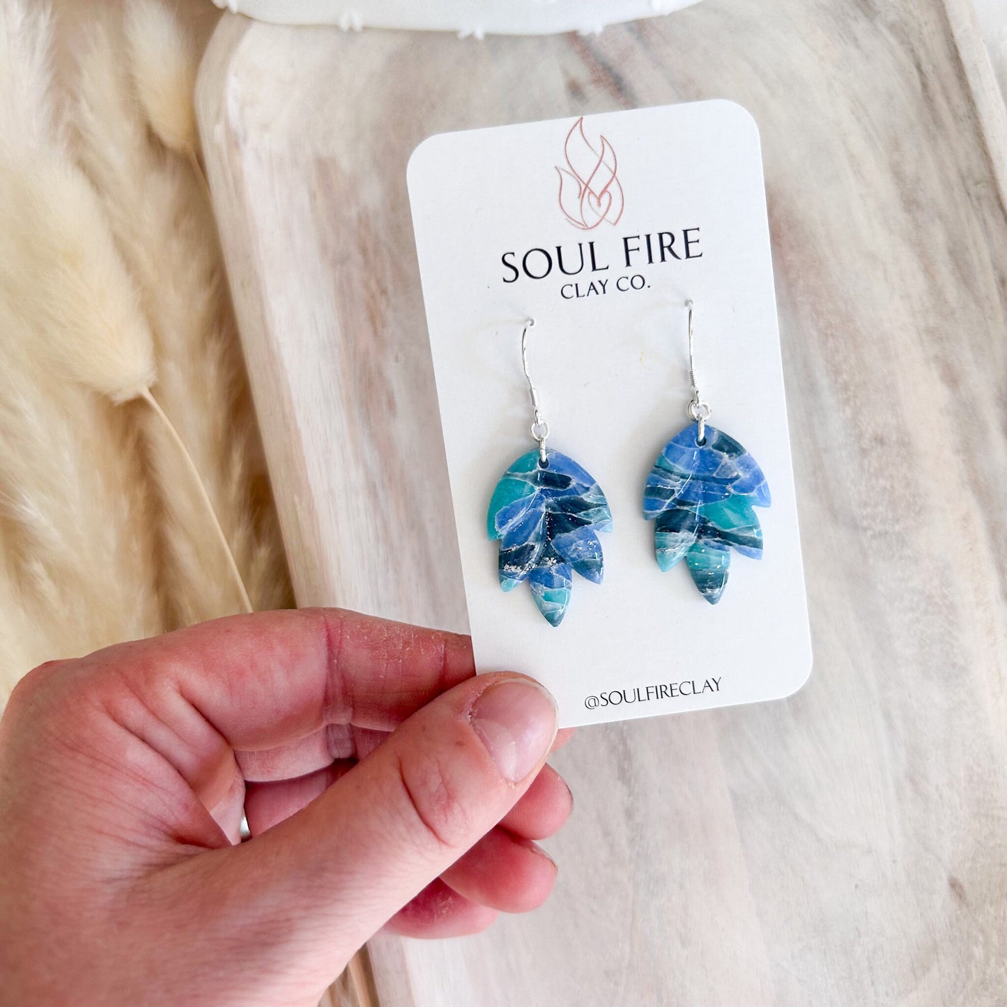 Teal & Blue Marble statement Earrings