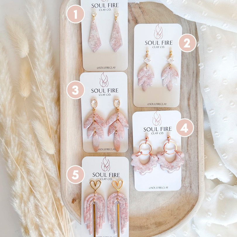 Soft Pink Marble Statement Earrings