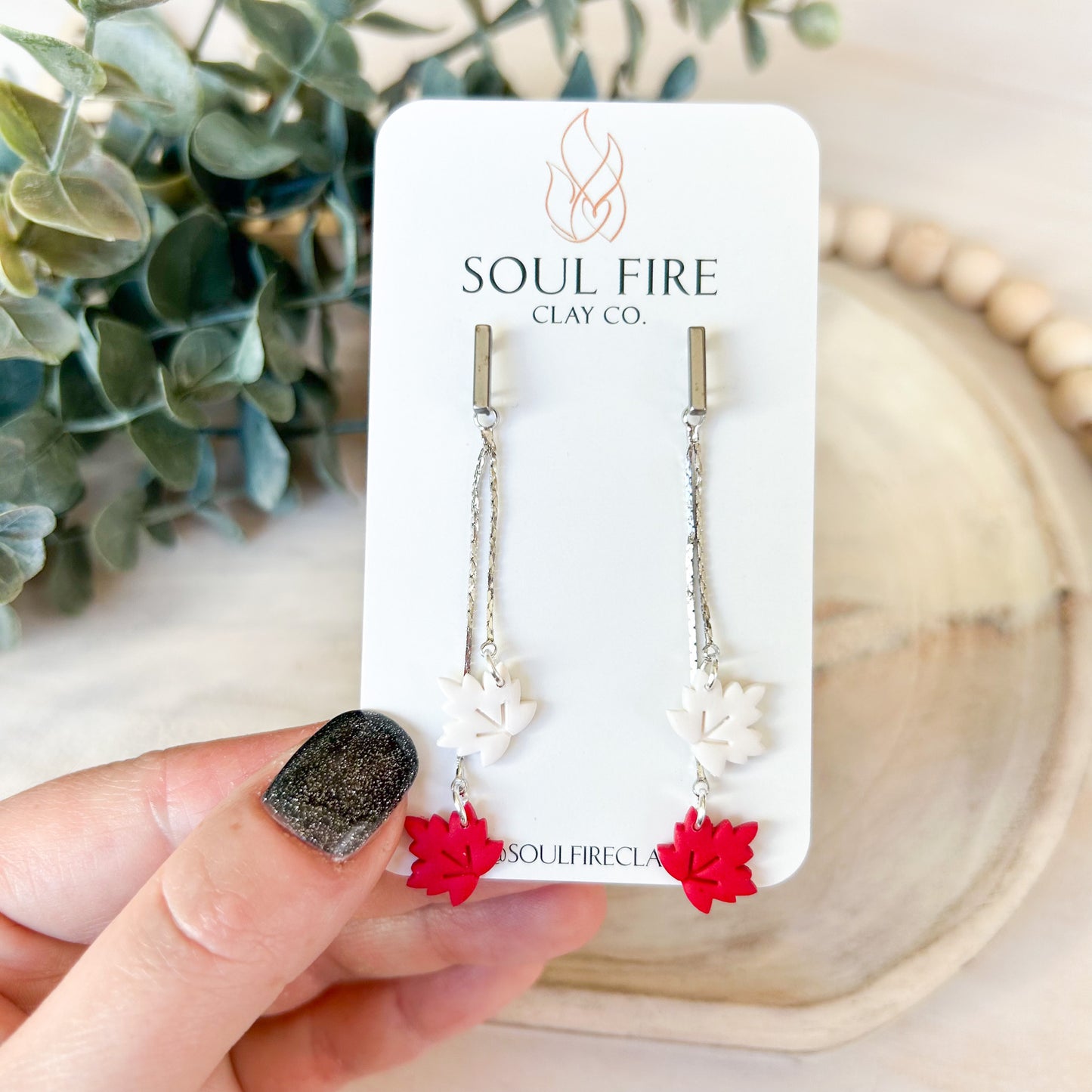Canada day - maple leaf chains - statement Earrings