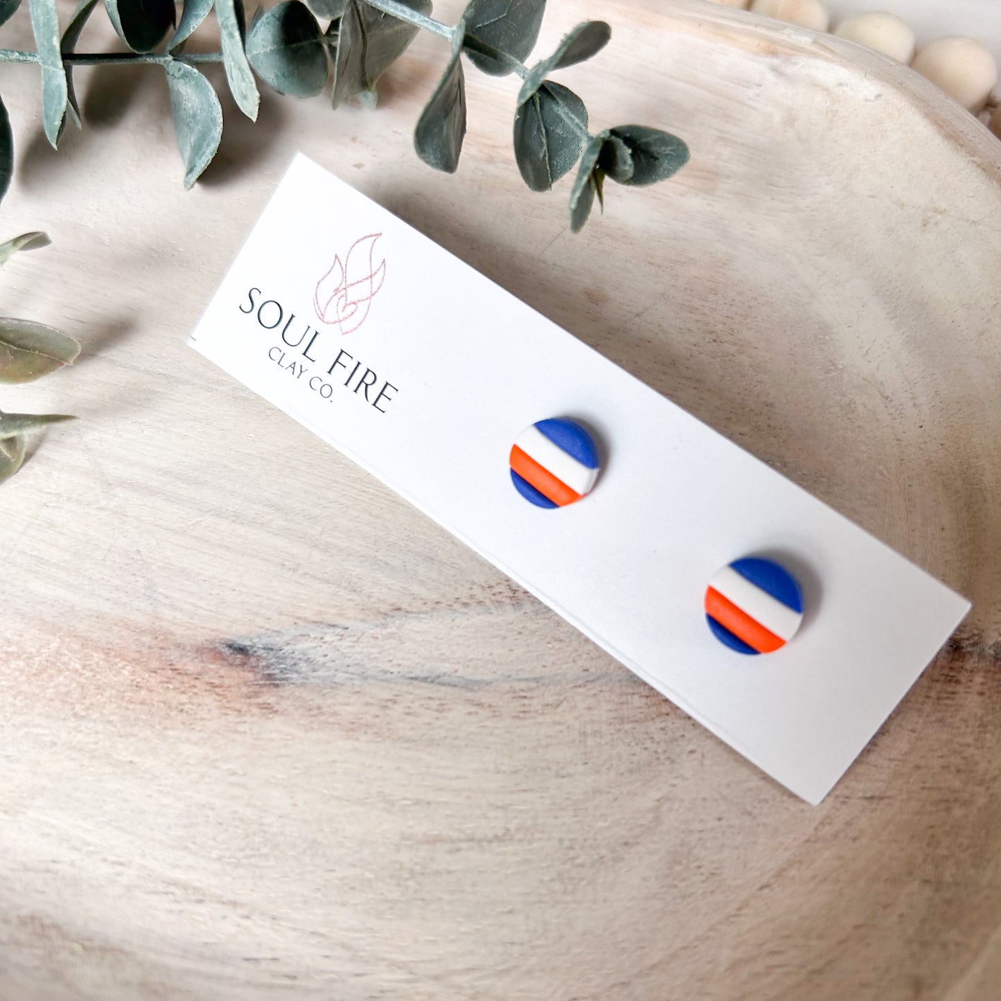 Edmonton Oilers - striped stud - Statement Earrings