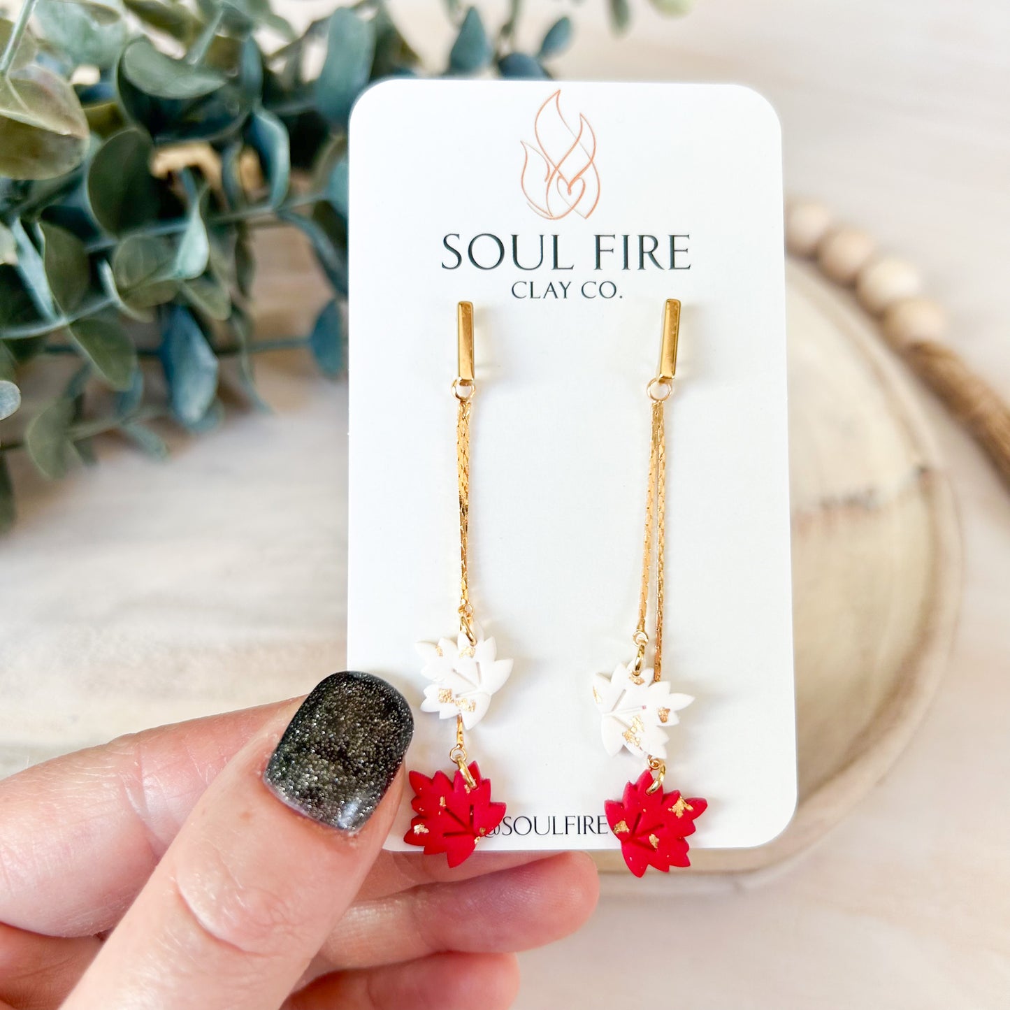Canada day - maple leaf chains - statement Earrings