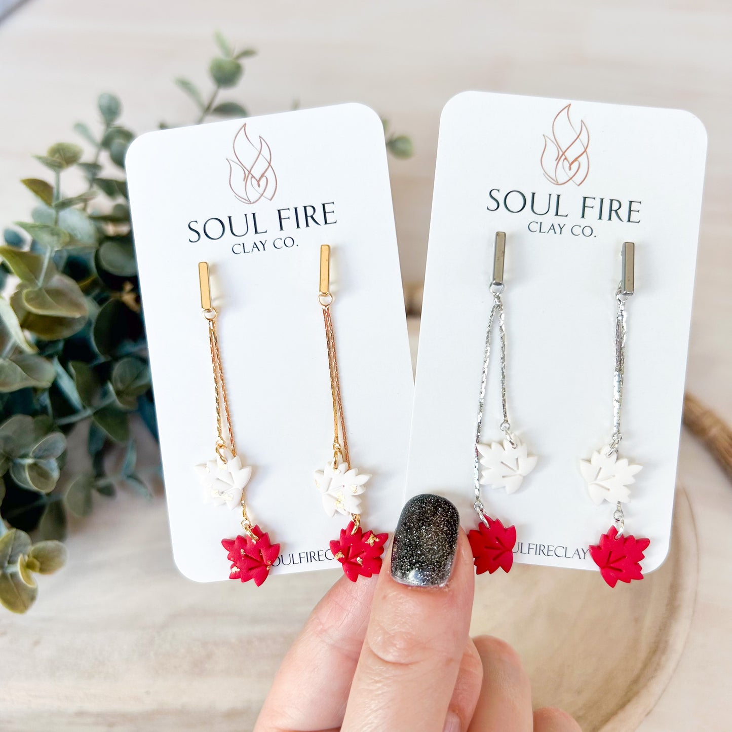 Canada day - maple leaf chains - statement Earrings