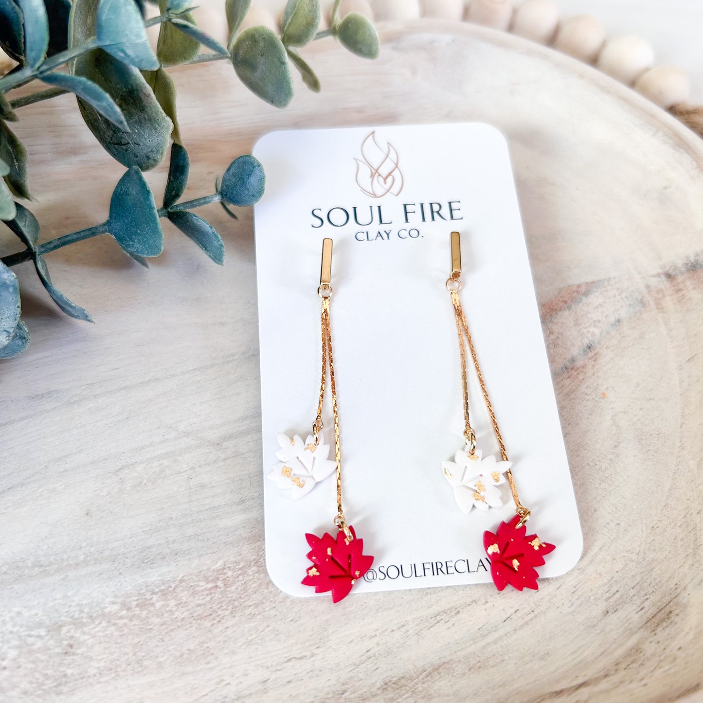 Canada day - maple leaf chains - statement Earrings