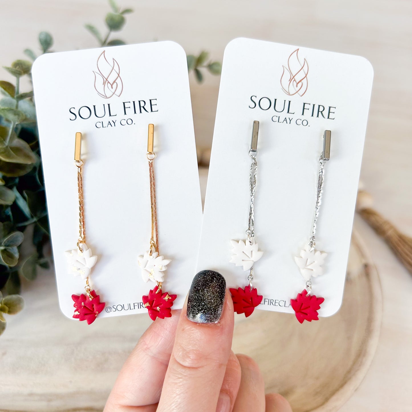 Canada day - maple leaf chains - statement Earrings