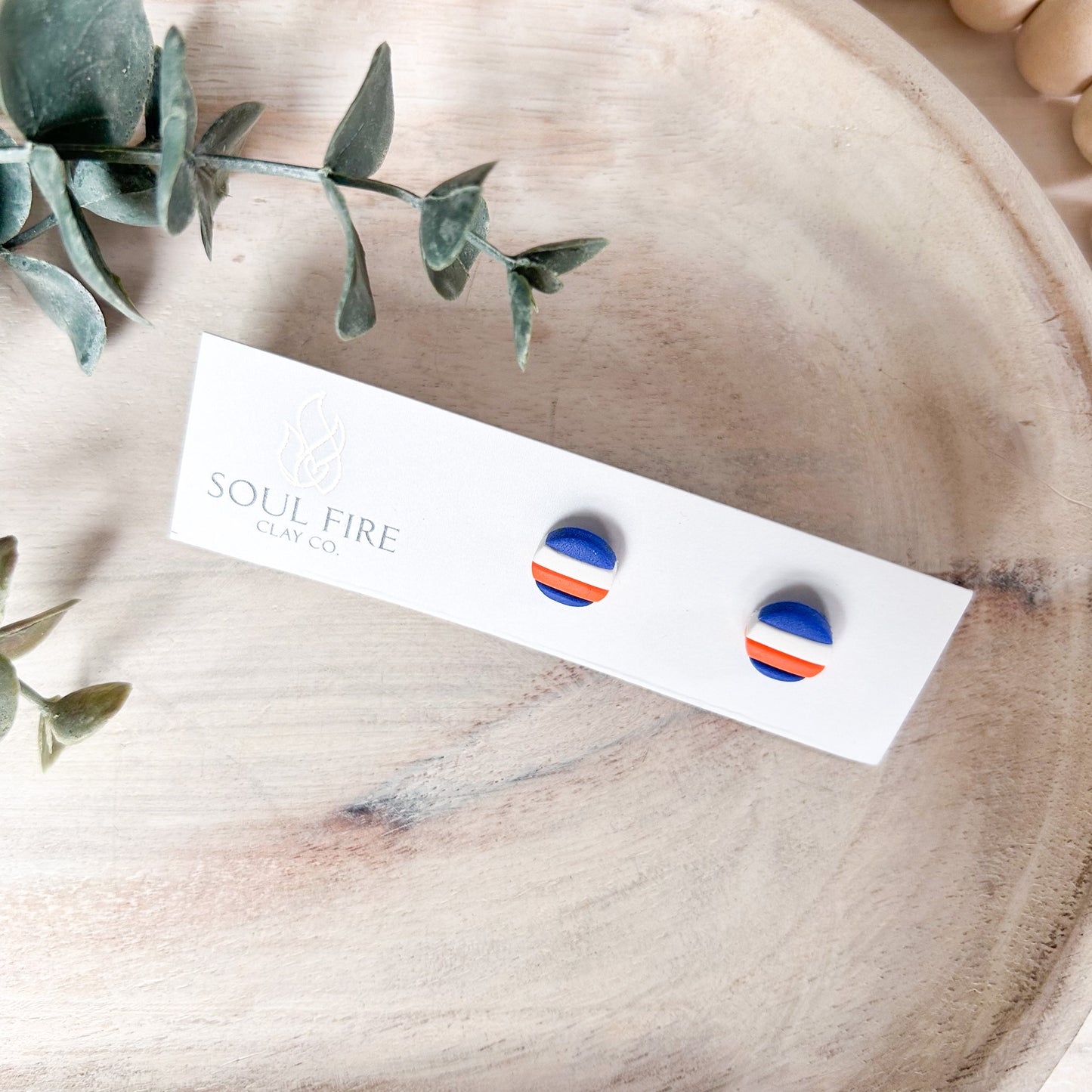 Edmonton Oilers - striped stud - Statement Earrings