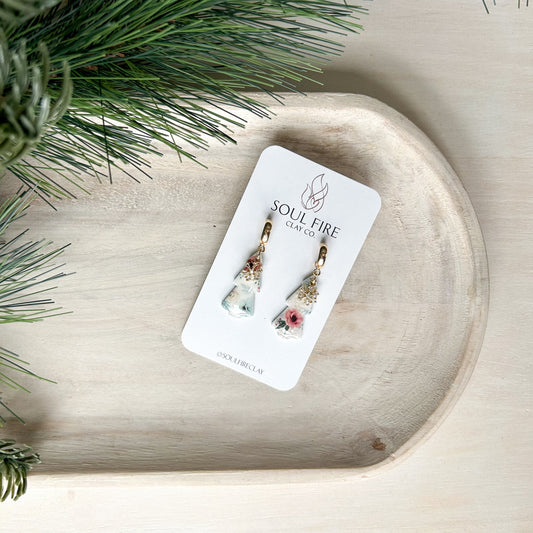 Vintage print Christmas Tree - Christmas Statement Earrings