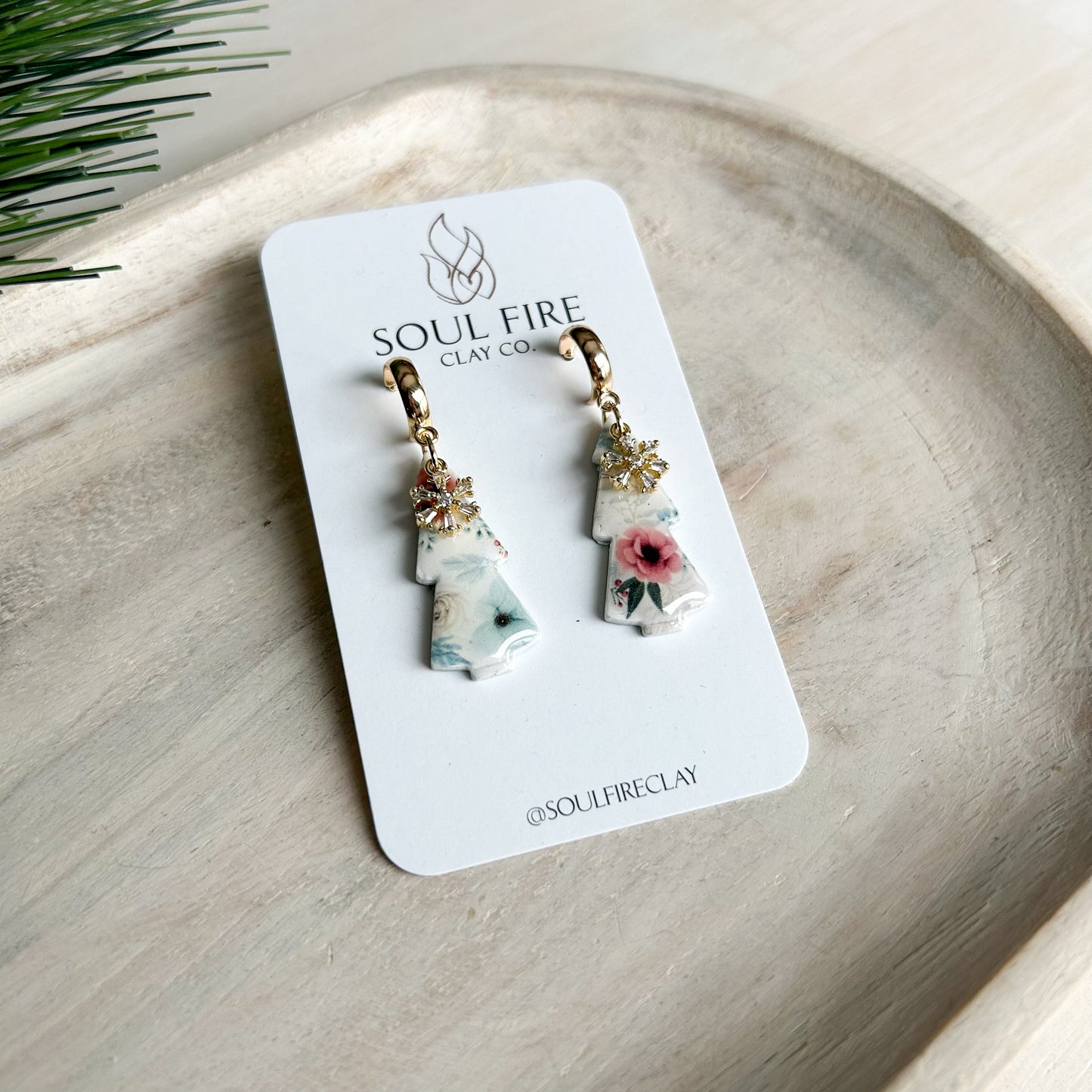 Vintage print Christmas Tree - Christmas Statement Earrings