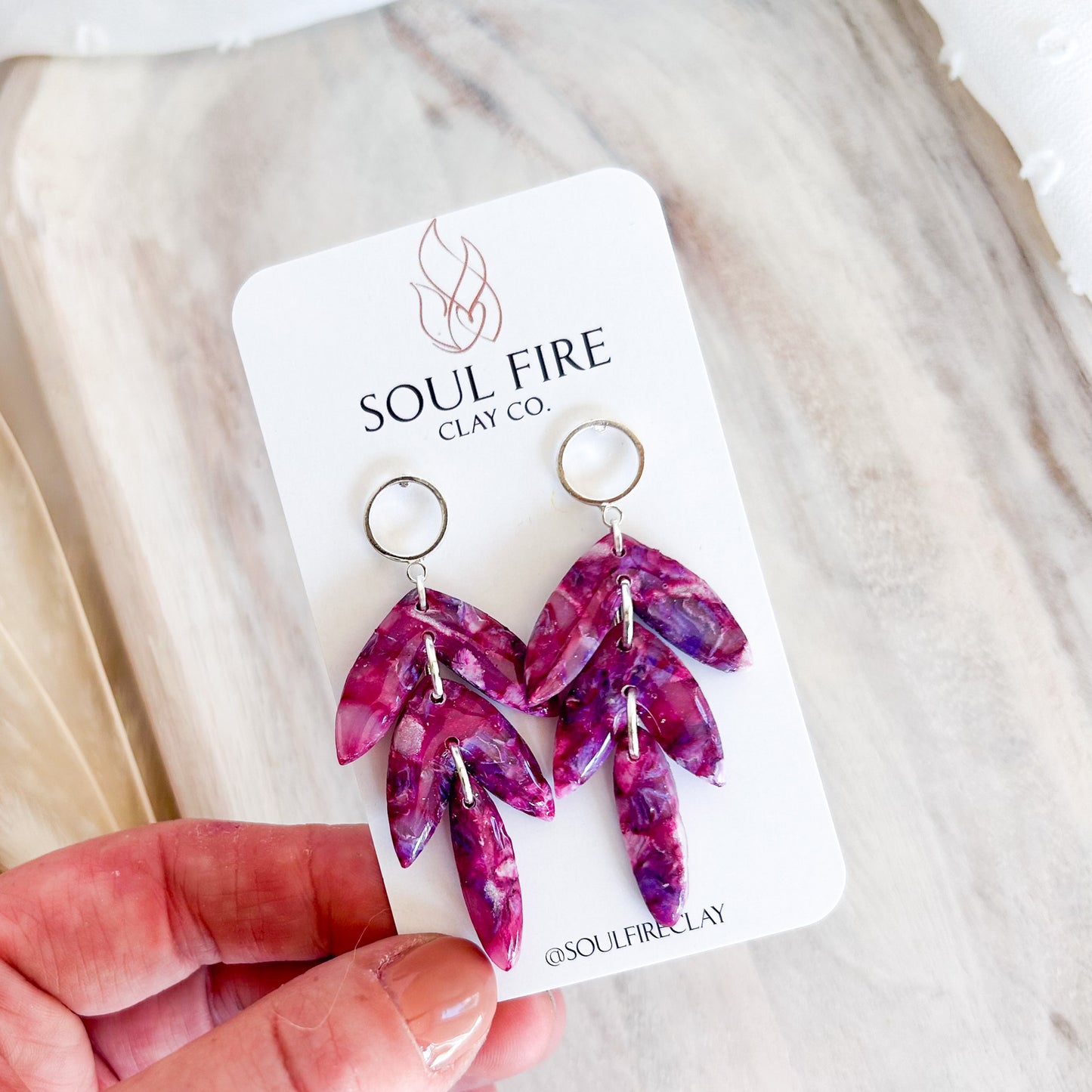 Magenta Marble statement Earrings