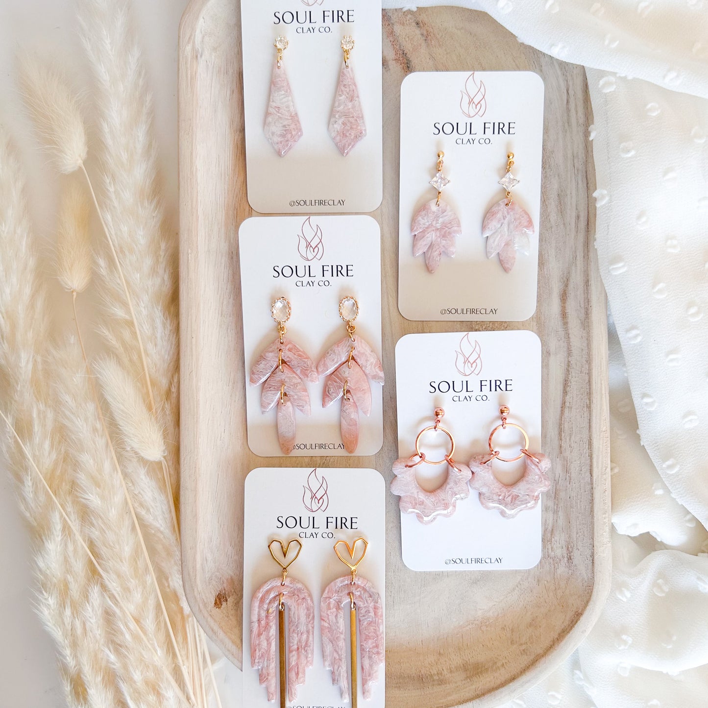 Soft Pink Marble Statement Earrings