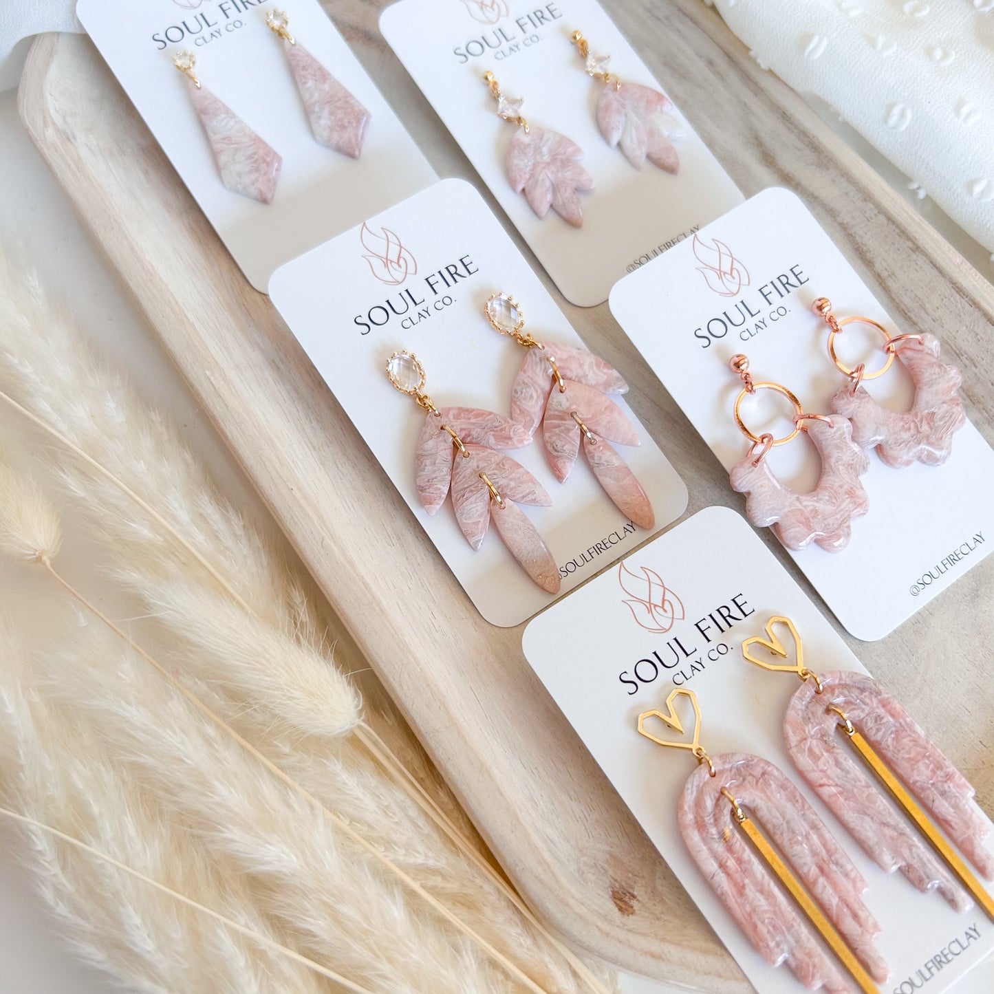 Soft Pink Marble Statement Earrings
