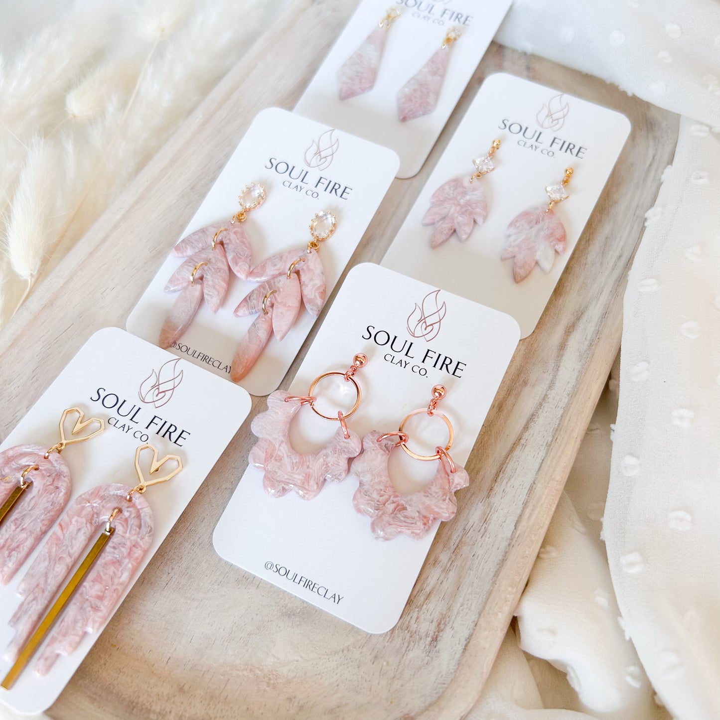 Soft Pink Marble Statement Earrings