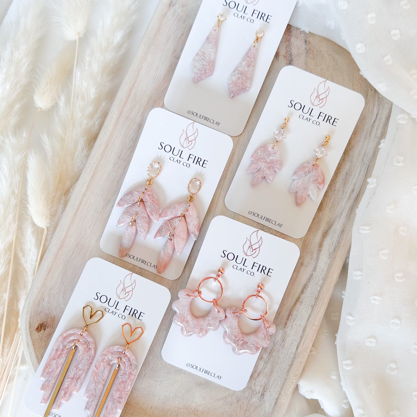 Soft Pink Marble Statement Earrings