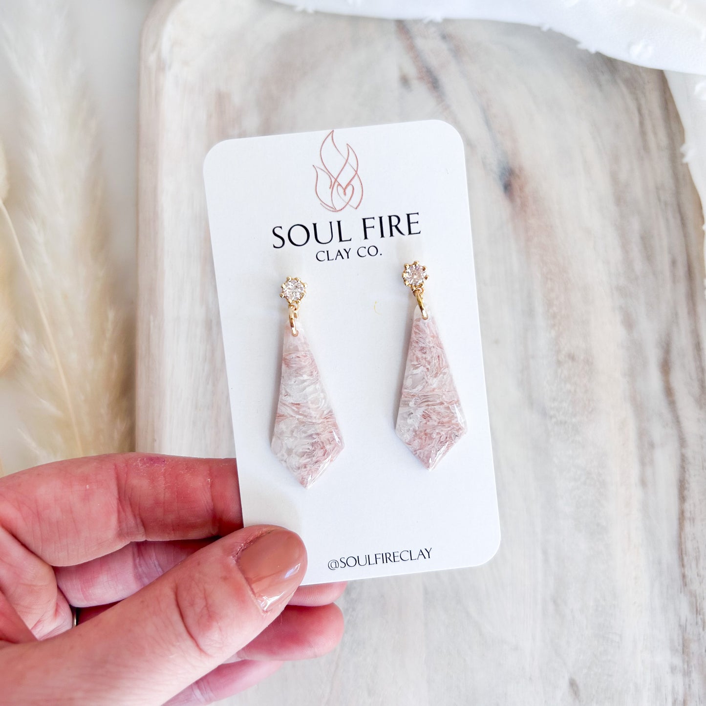 Soft Pink Marble Statement Earrings