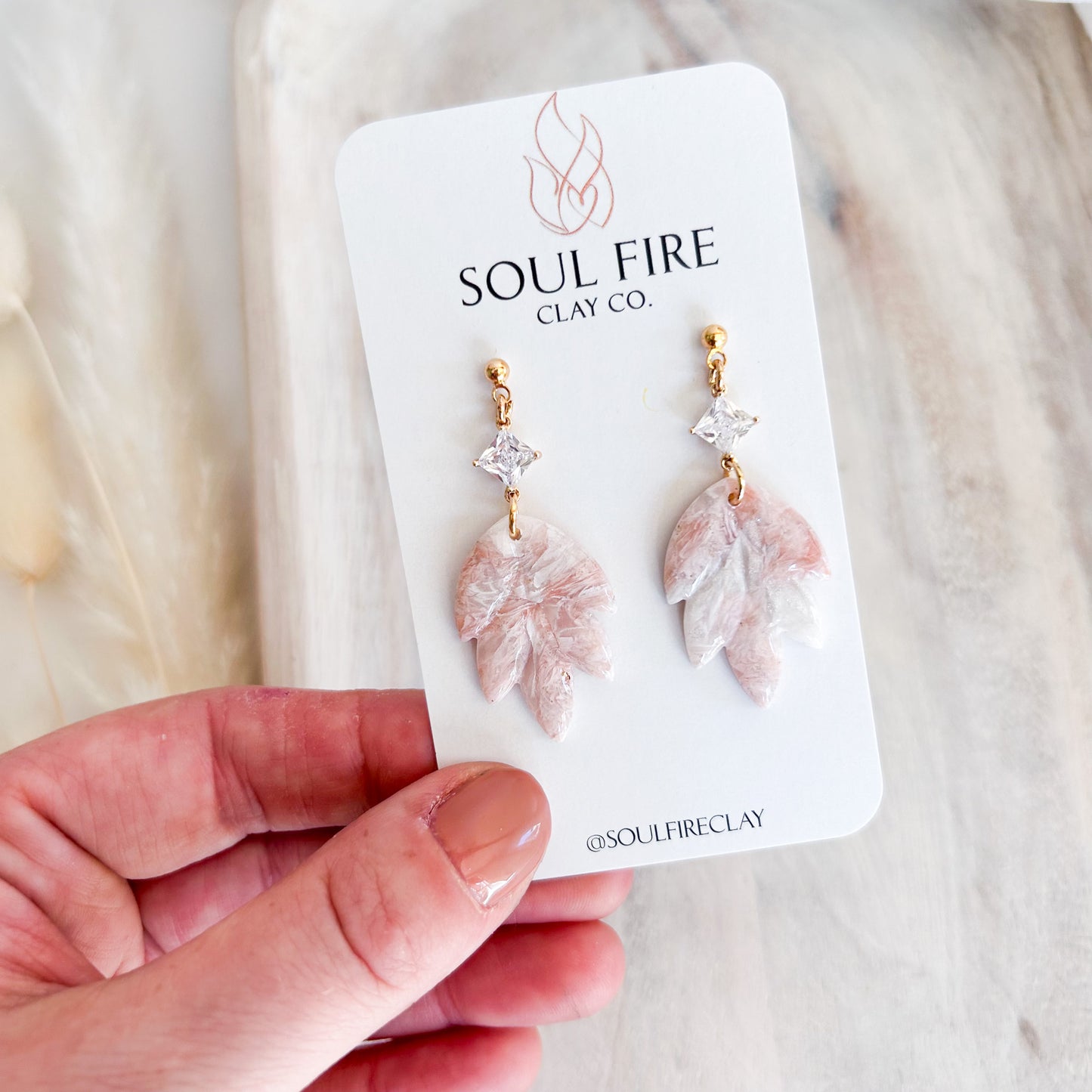 Soft Pink Marble Statement Earrings