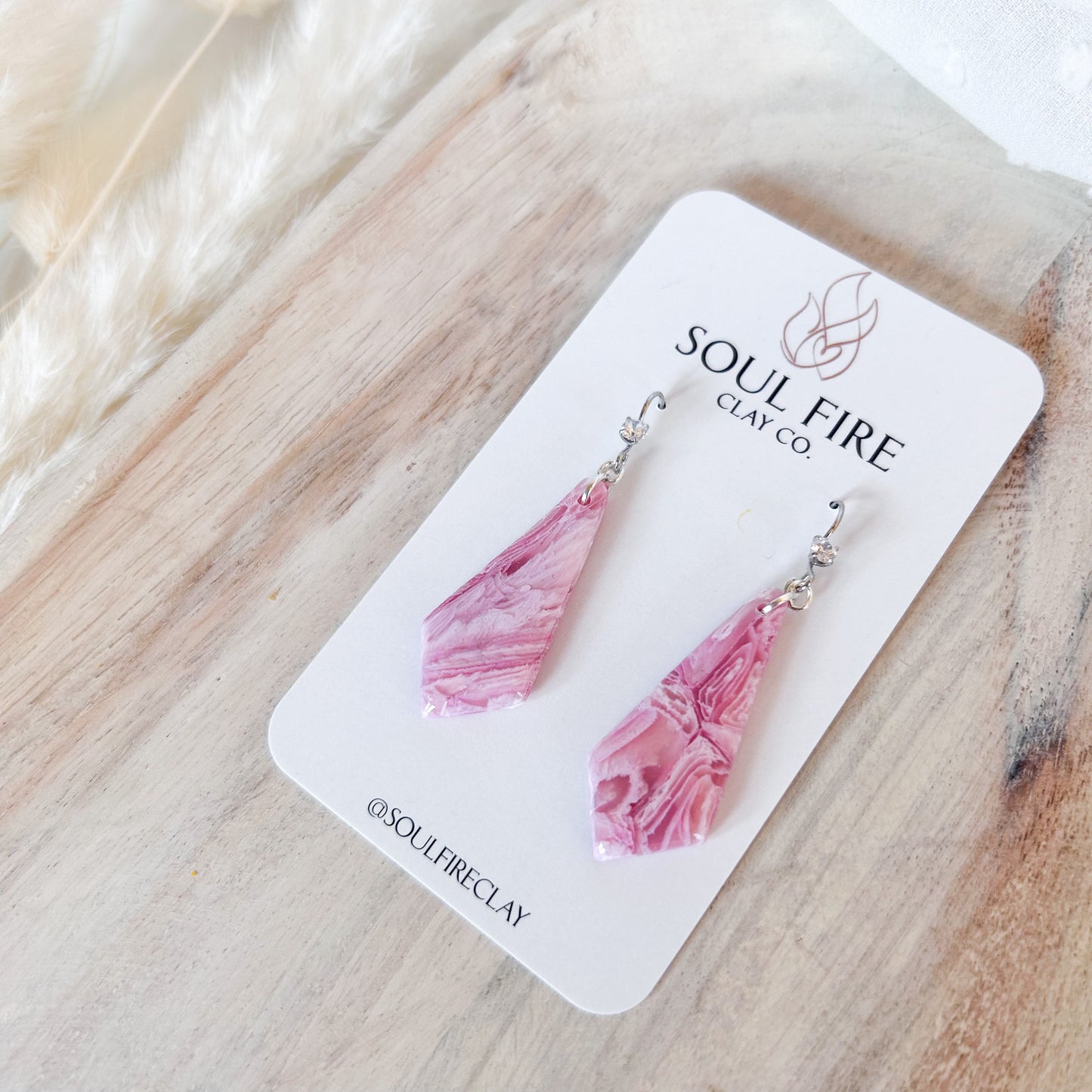 Pretty Pink Marble Statement Earrings